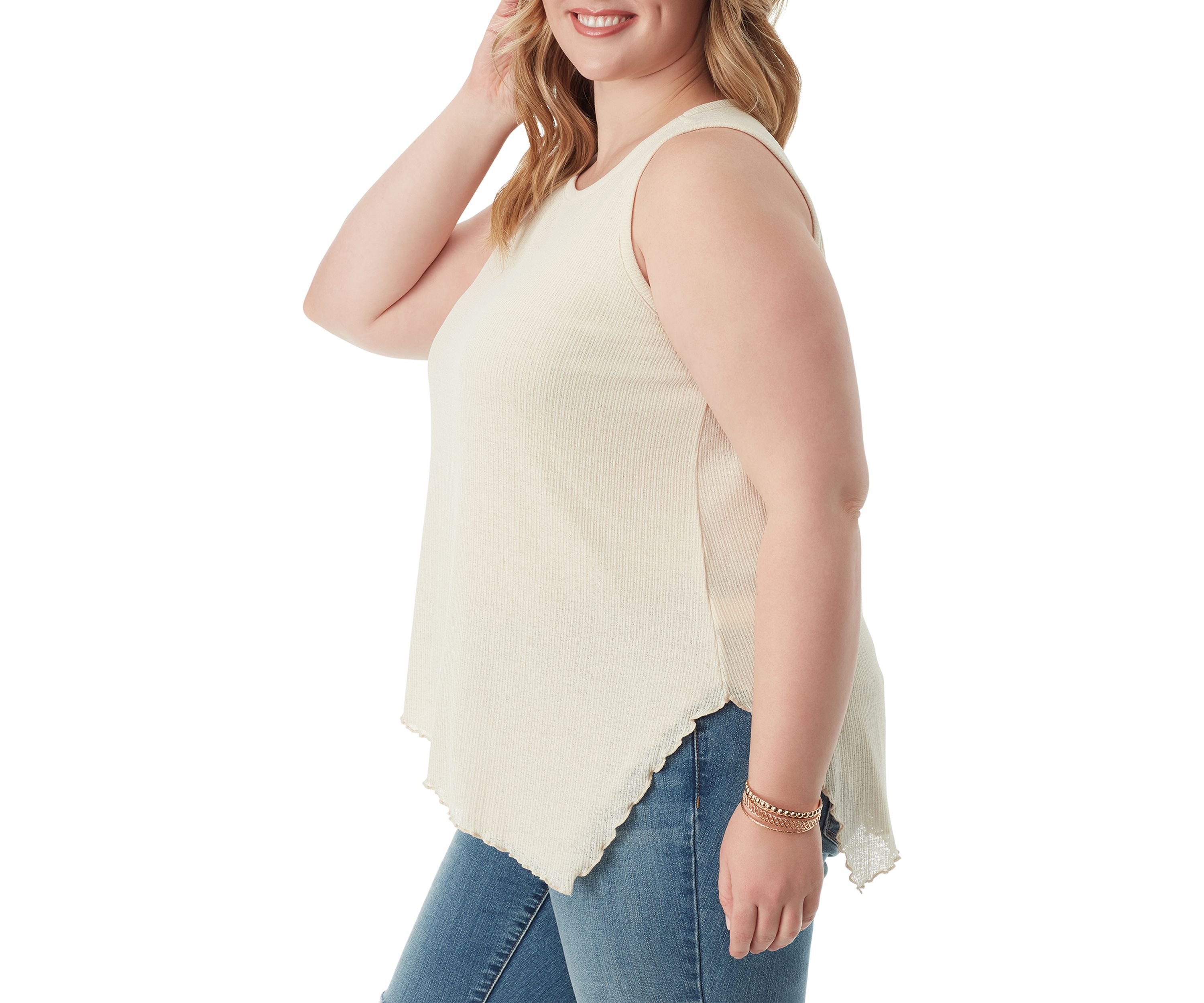 Plus Size Winsome Asymmetric Hem Tank