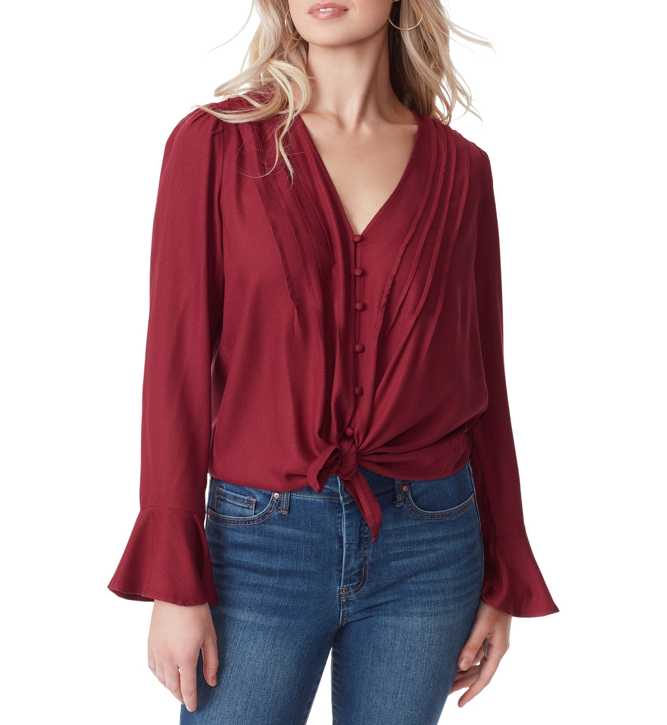 Cecily Long Sleeve Crepe Top