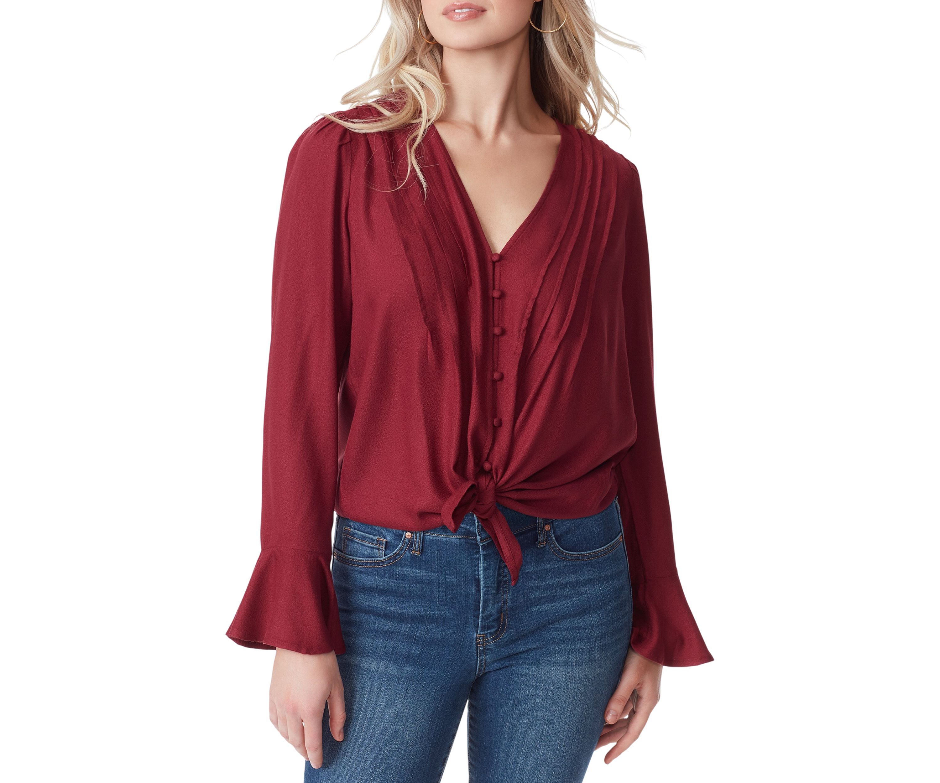 Cecily Long Sleeve Crepe Top