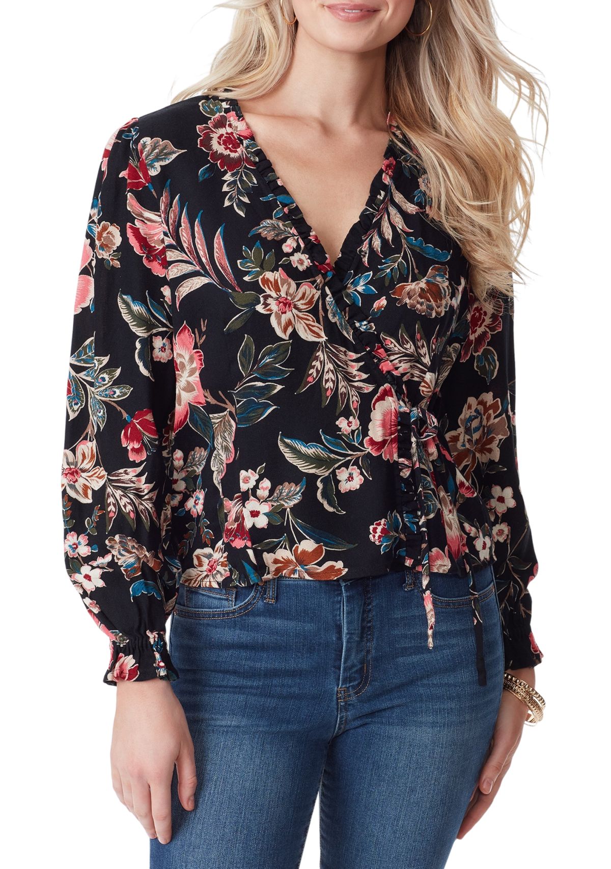 Tanya Long Sleeve Crepe Wrap Top