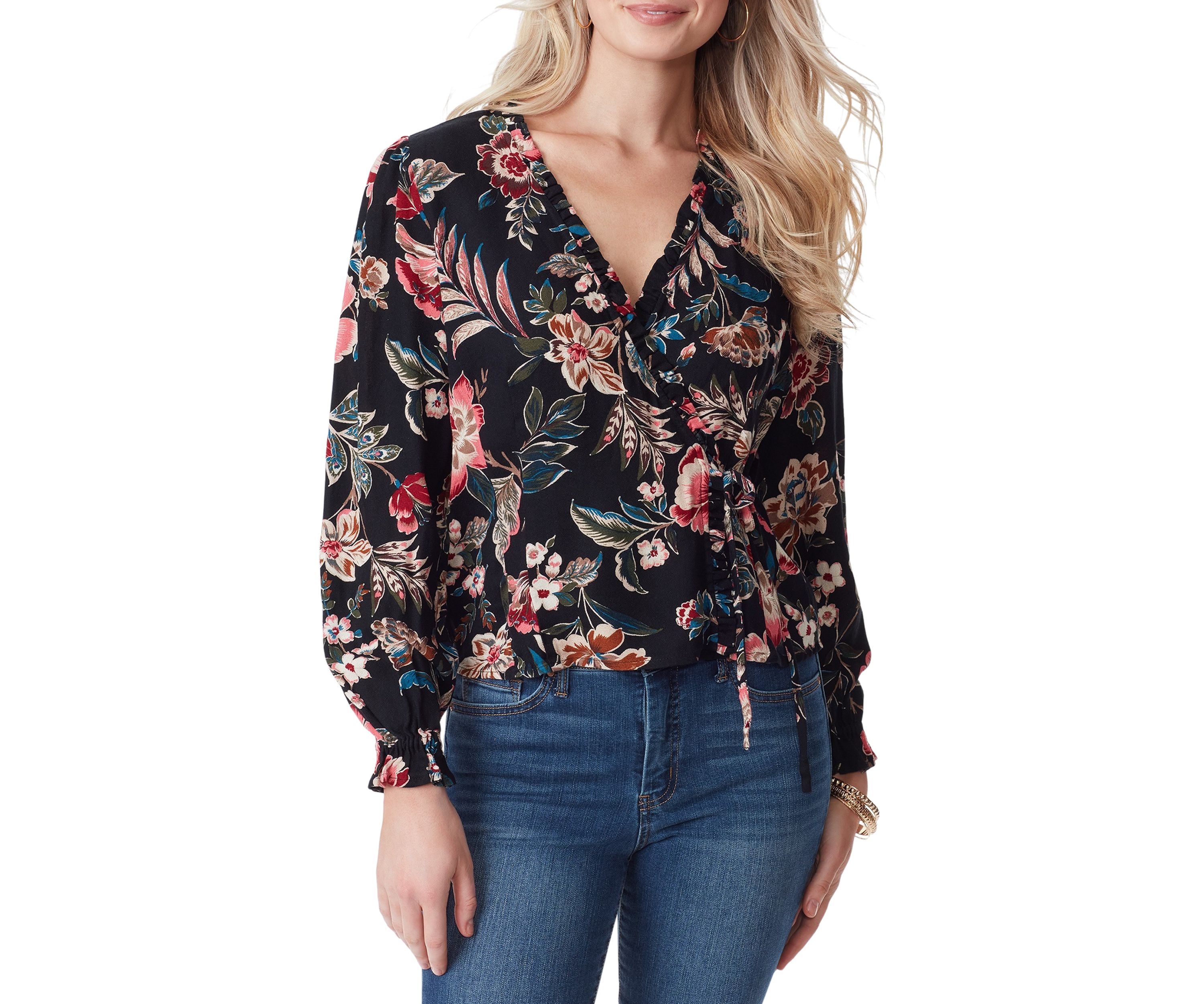 Tanya Long Sleeve Crepe Wrap Top
