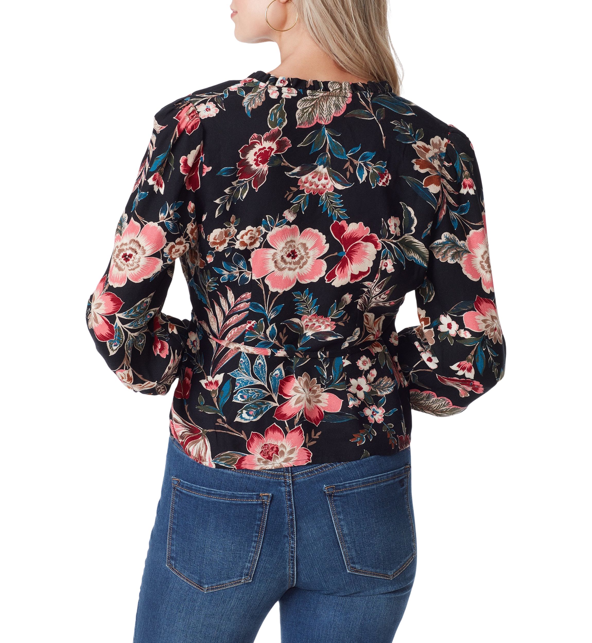 Tanya Long Sleeve Crepe Wrap Top