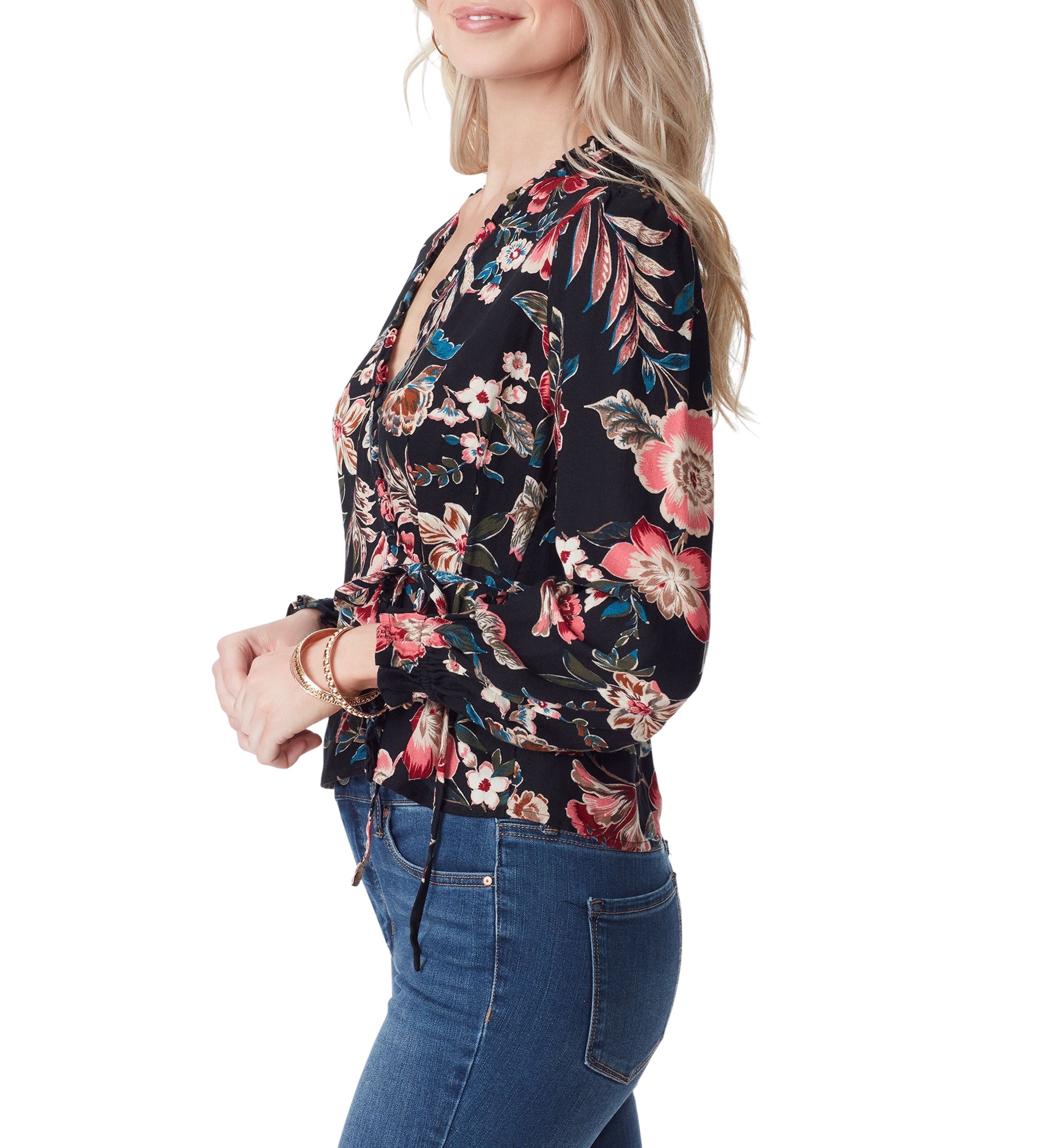 Tanya Long Sleeve Crepe Wrap Top