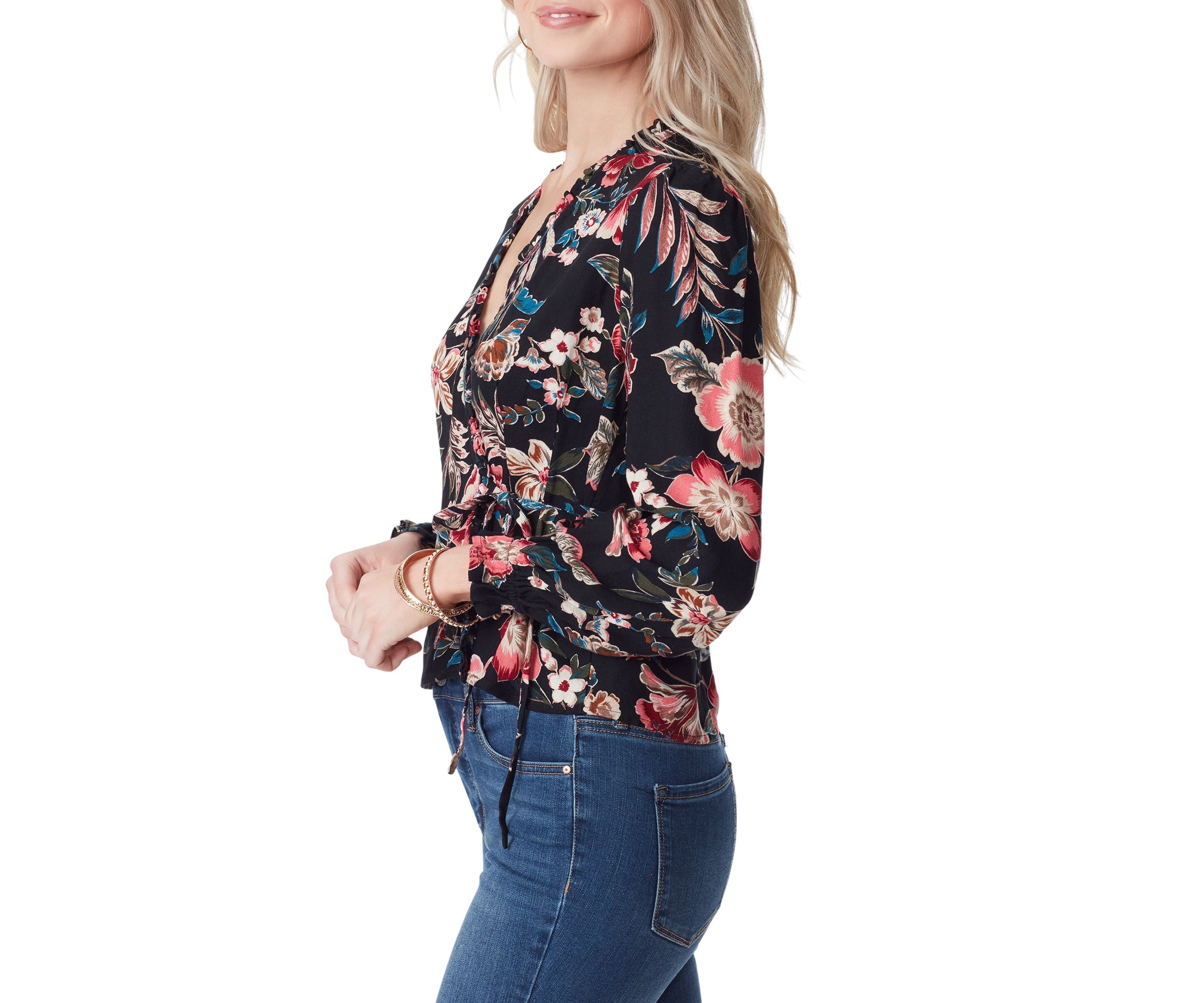 Tanya Long Sleeve Crepe Wrap Top
