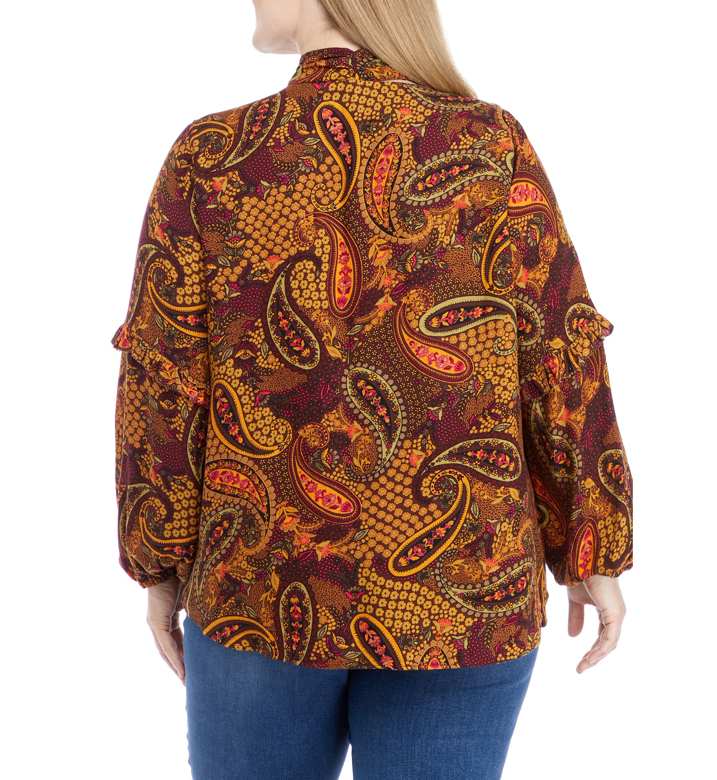 Plus Size Long Sleeve Front Tie Penelope Top