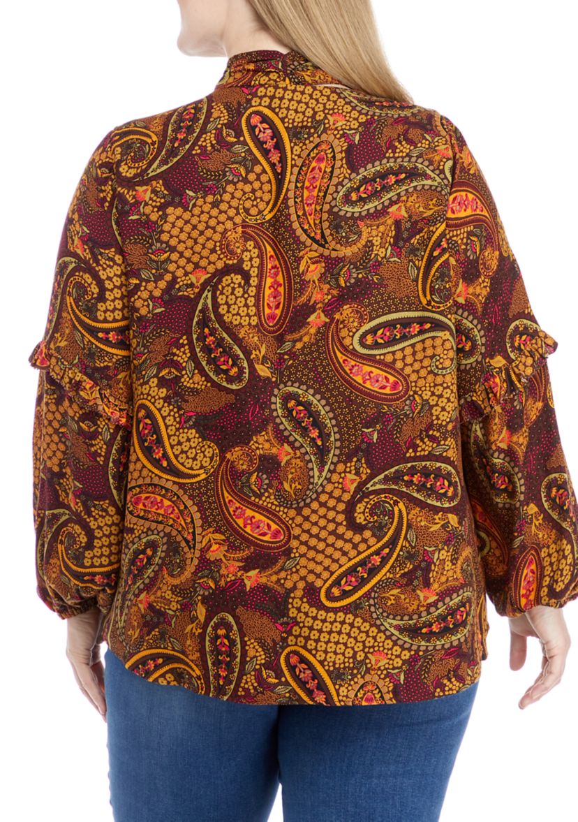 Plus Size Long Sleeve Front Tie Penelope Top