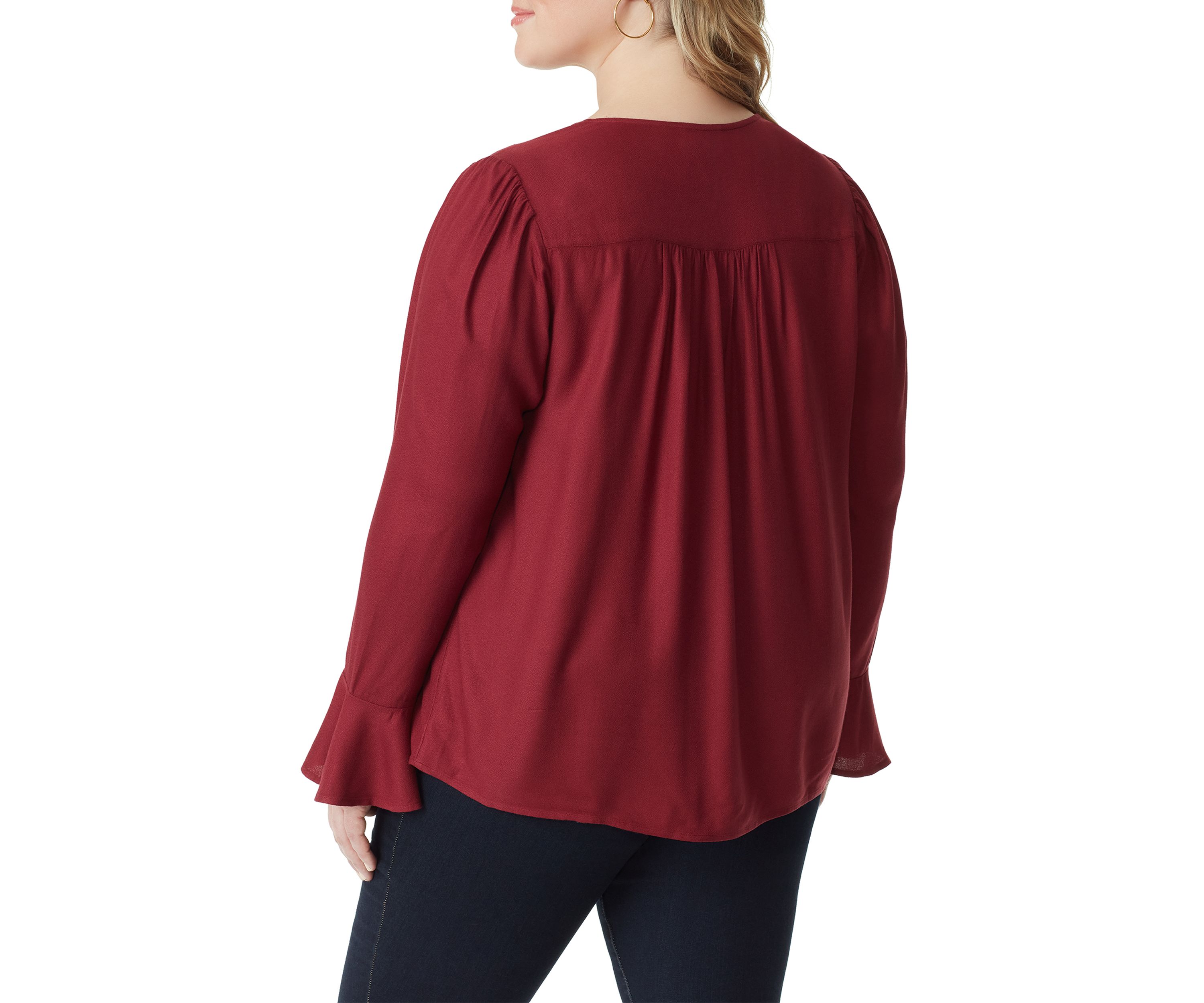 Plus Size Long Sleeve Flutter Woven Cecily Top