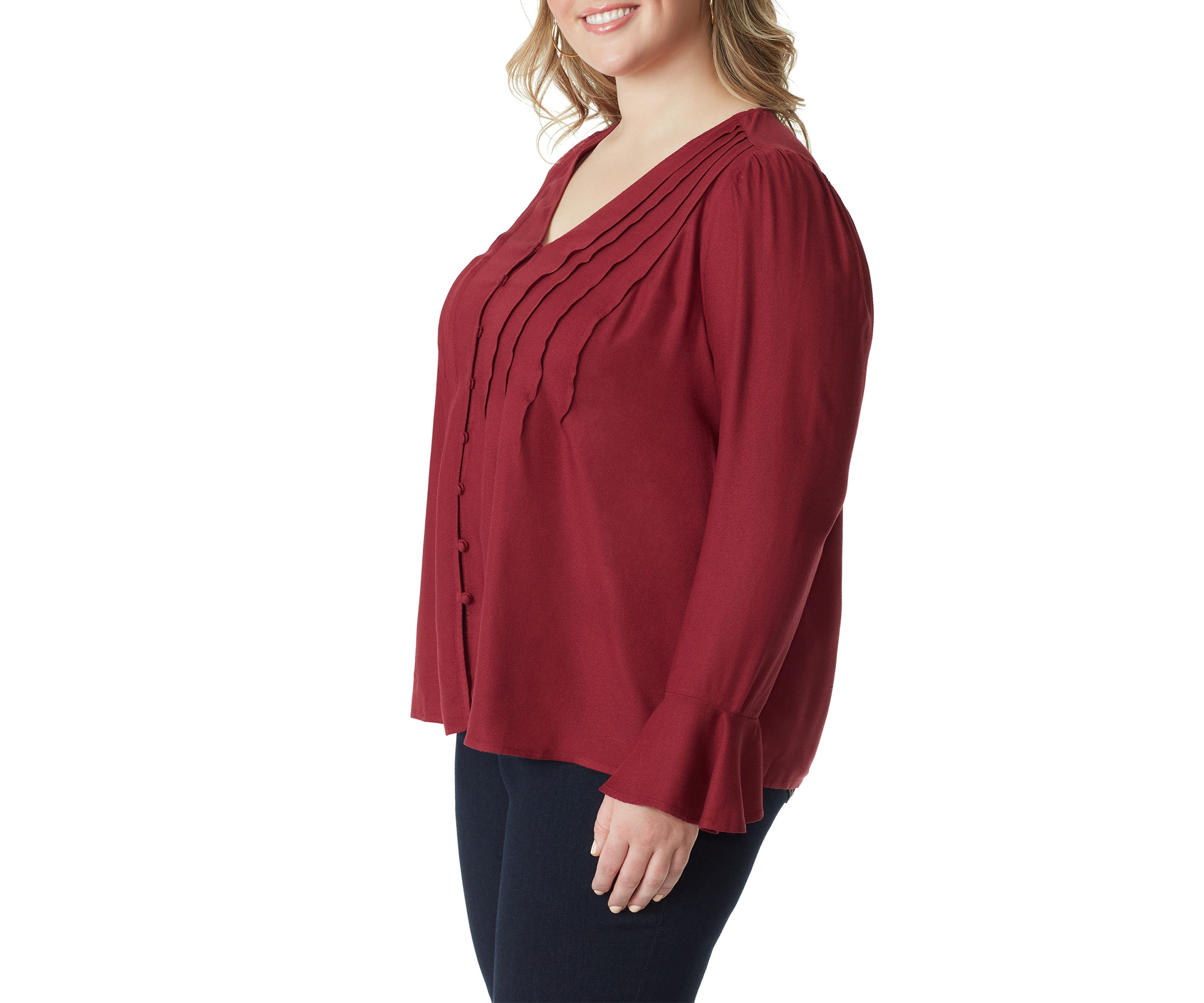 Plus Size Long Sleeve Flutter Woven Cecily Top