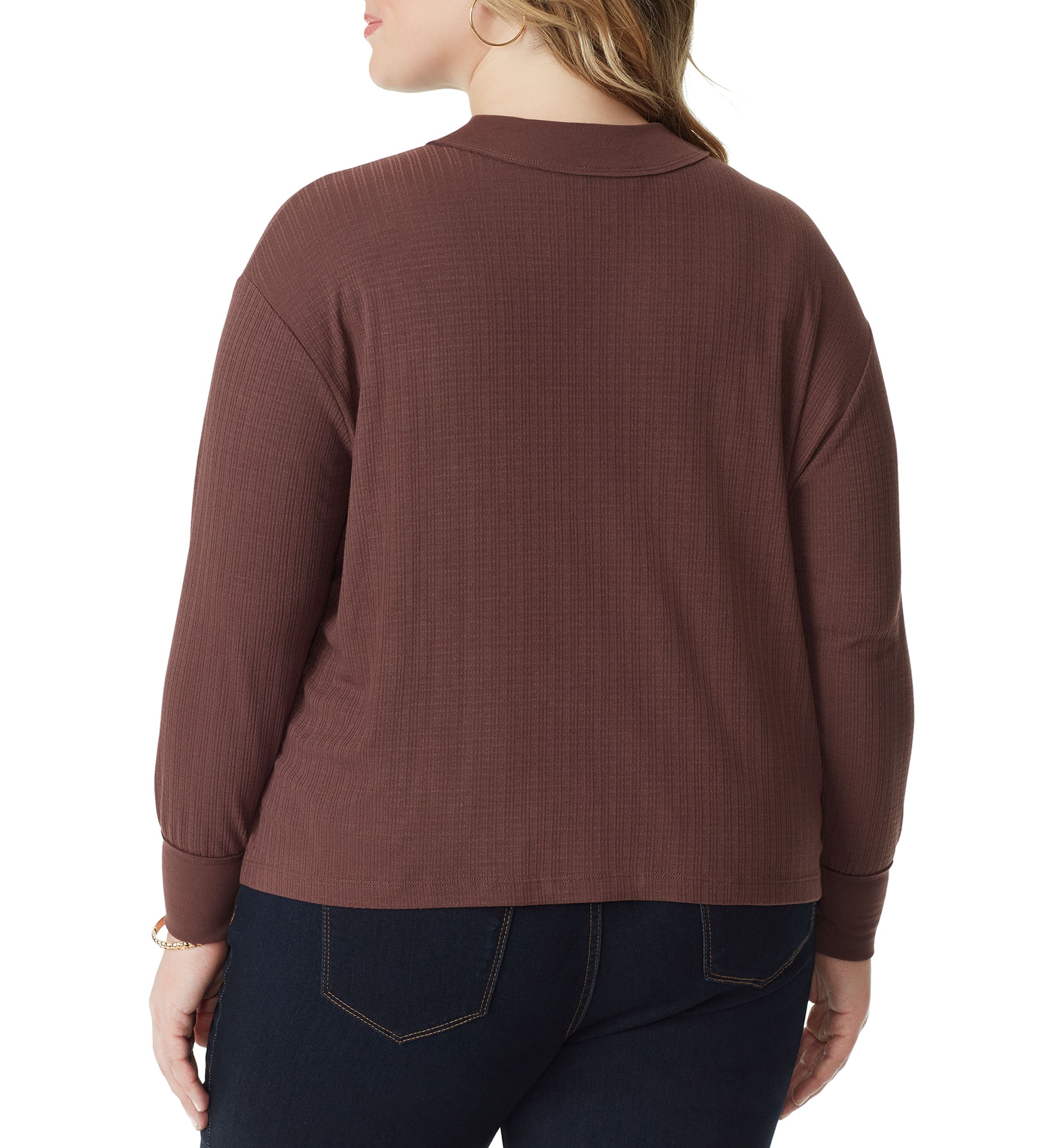Plus Size Long Sleeve Crop Preston Knit Shirt
