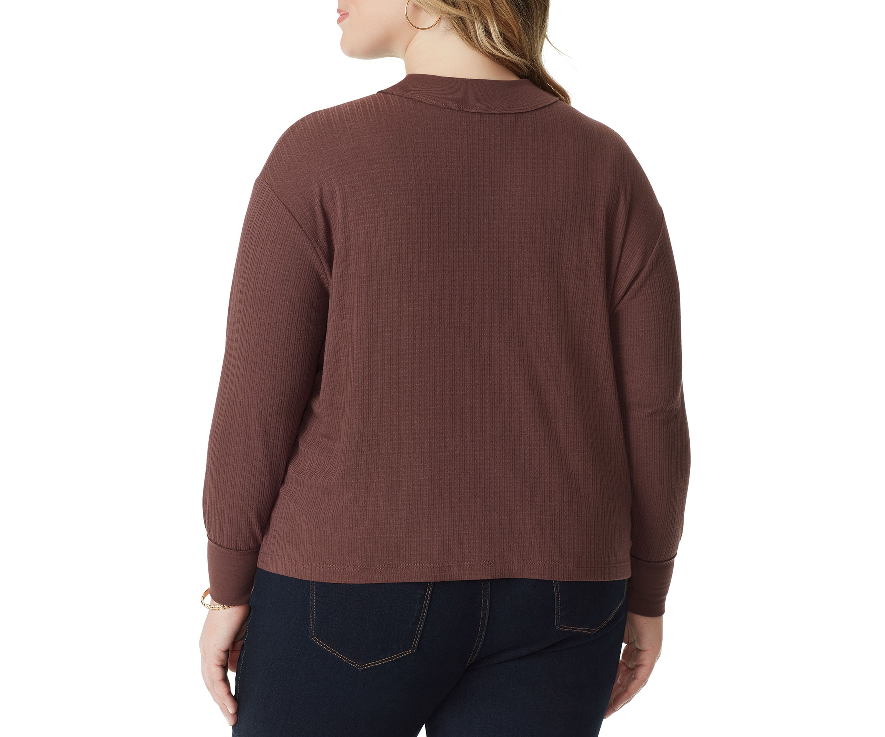 Plus Size Long Sleeve Crop Preston Knit Shirt