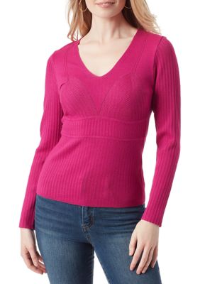 Jessica Simpson Women's Adrielle Long Sleeve Knit Top, Fuchsia, XL