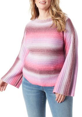 Jessica Simpson Women's Plus Size Kartina Ombré Ribbed Knit Sweater