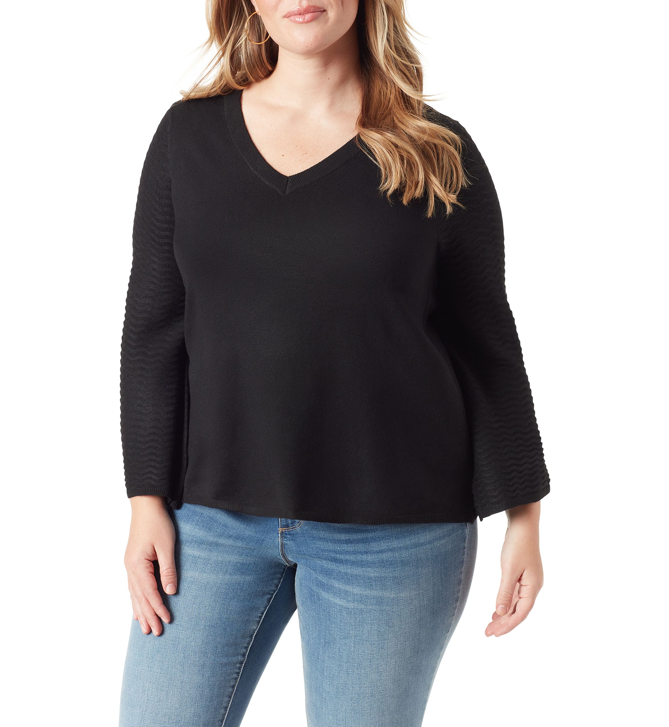 Plus Size Marietta V-Neck Bell Sleeve Sweater 