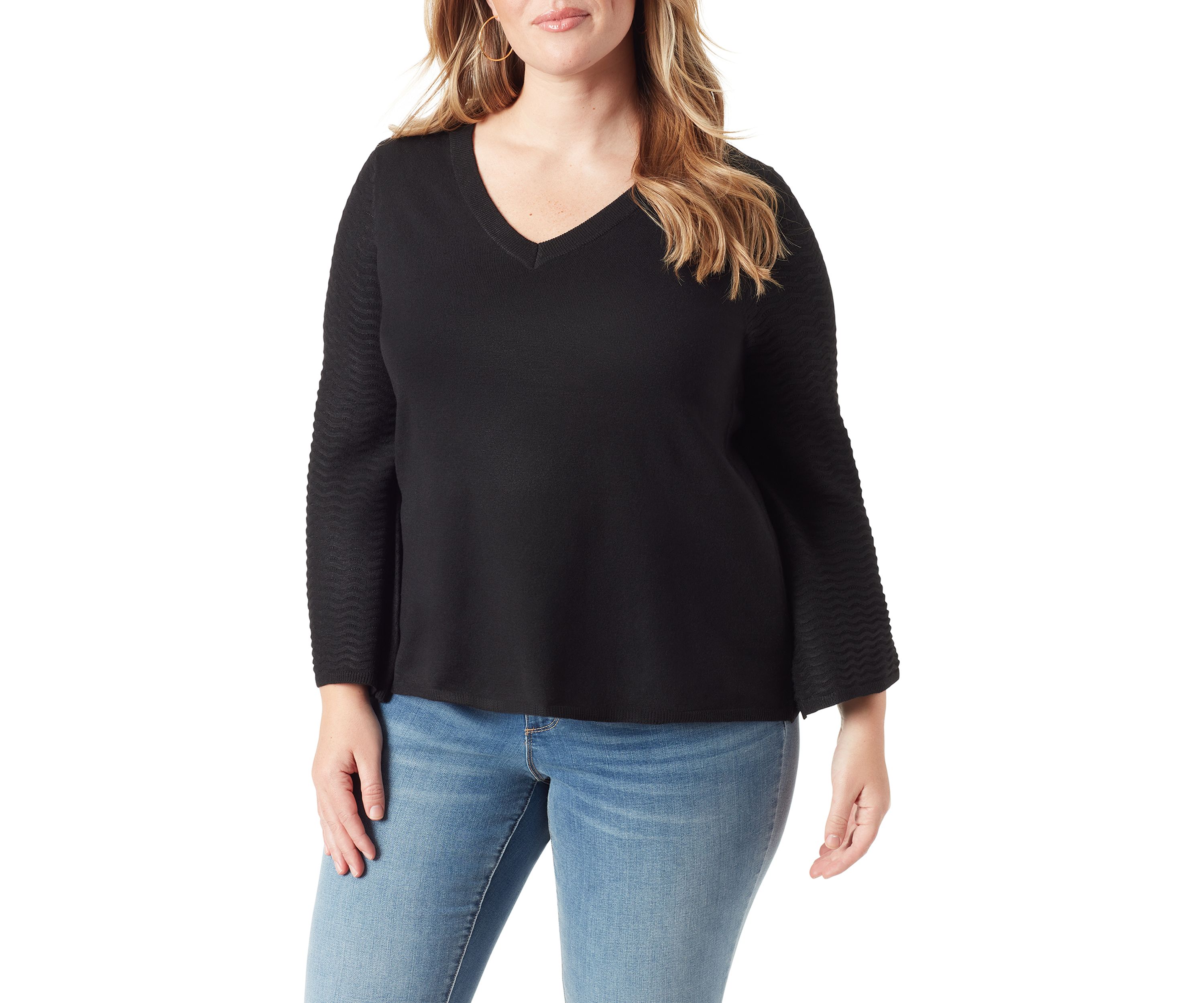 Plus Size Marietta V-Neck Bell Sleeve Sweater 