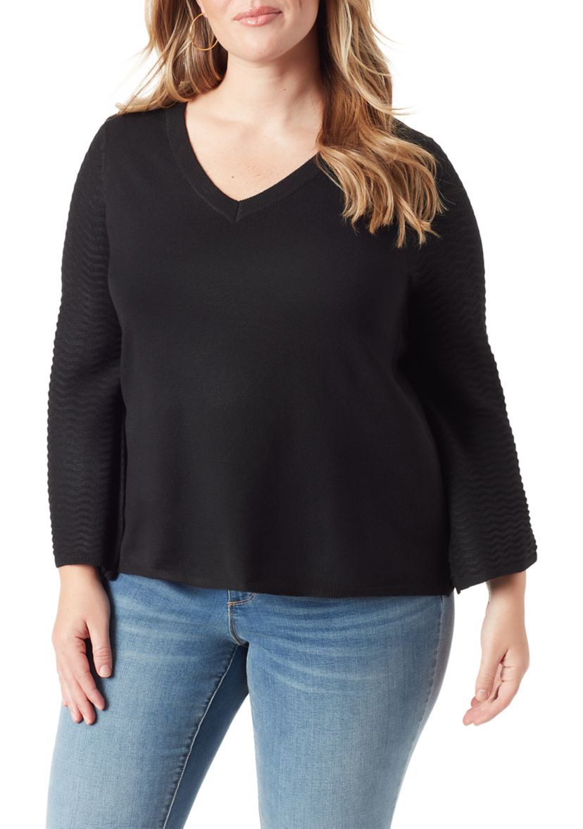Plus Size Marietta V-Neck Bell Sleeve Sweater 
