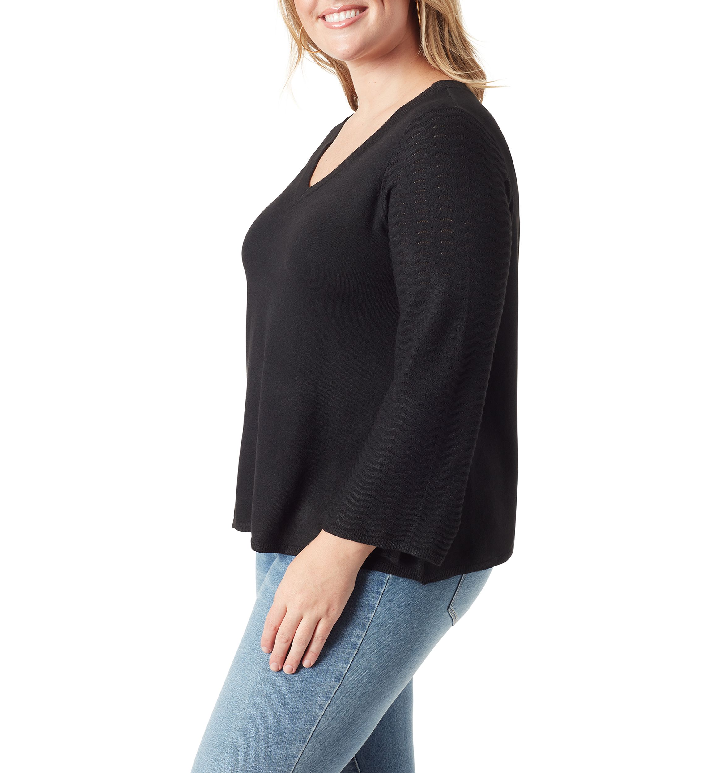Plus Size Marietta V-Neck Bell Sleeve Sweater 
