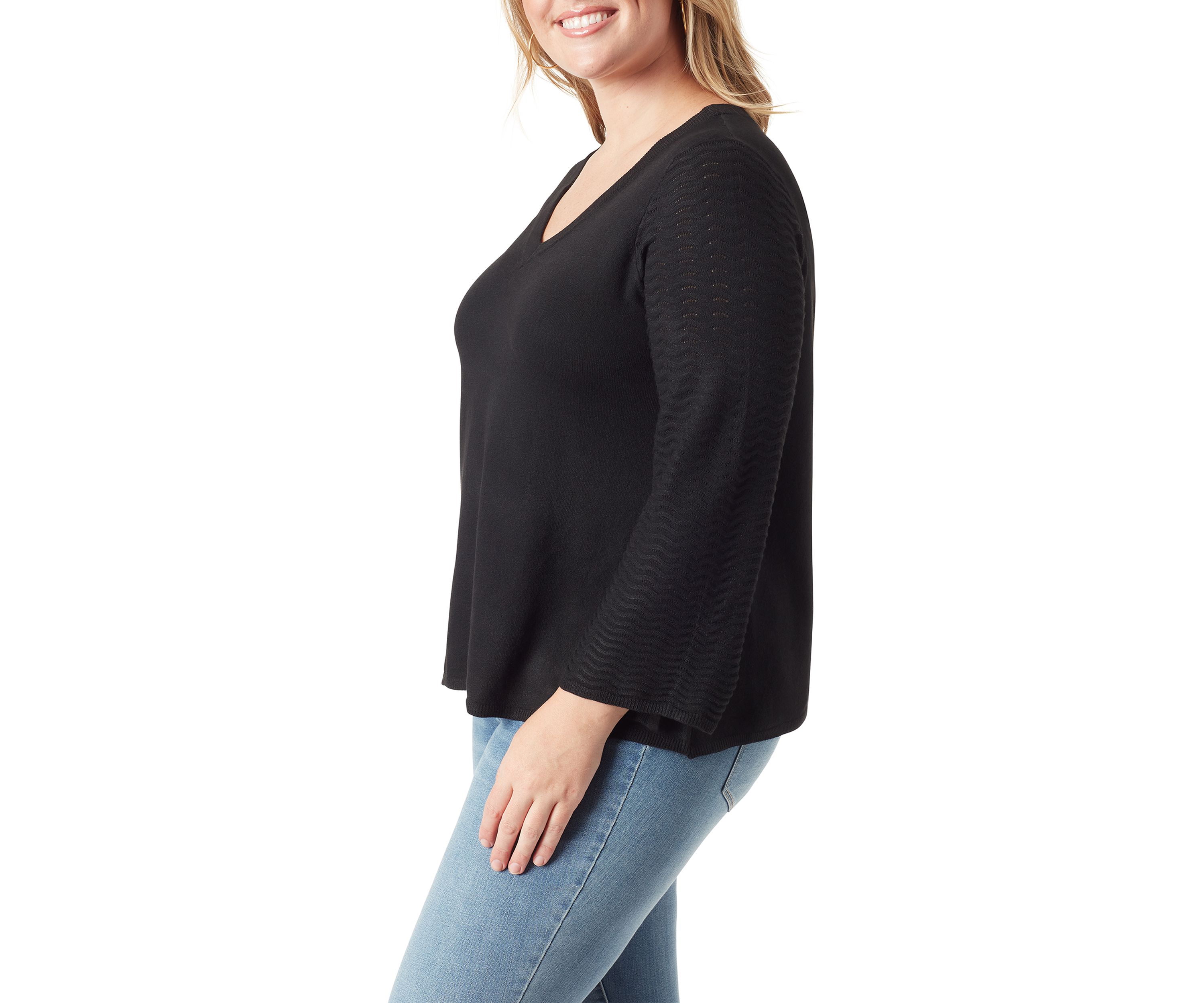 Plus Size Marietta V-Neck Bell Sleeve Sweater 