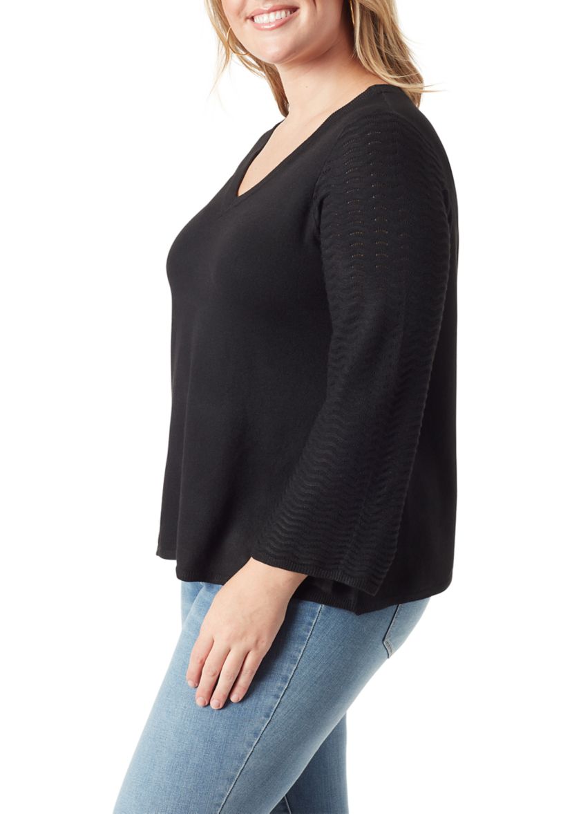 Plus Size Marietta V-Neck Bell Sleeve Sweater 