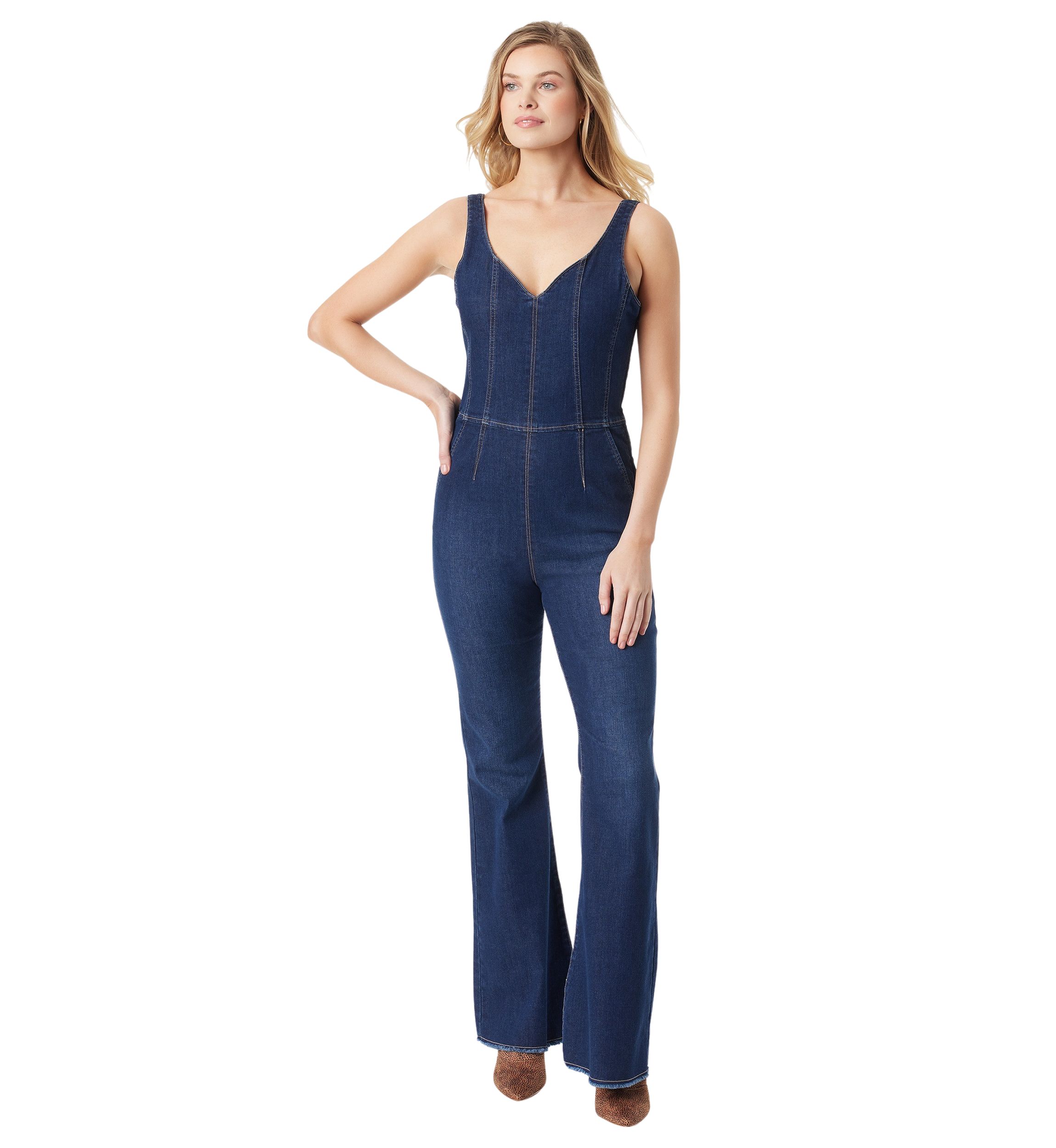 Womens Sleeveless Denim Jumpsuit 