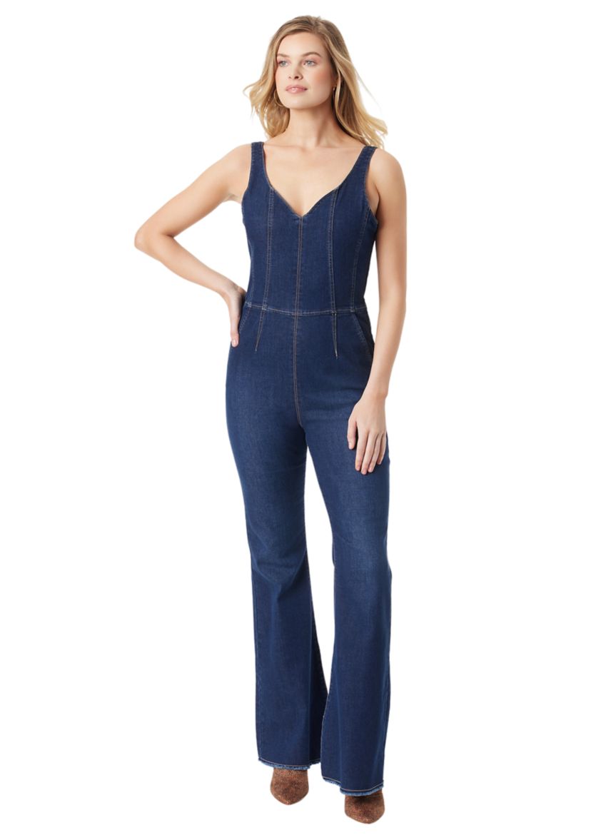 Womens Sleeveless Denim Jumpsuit 