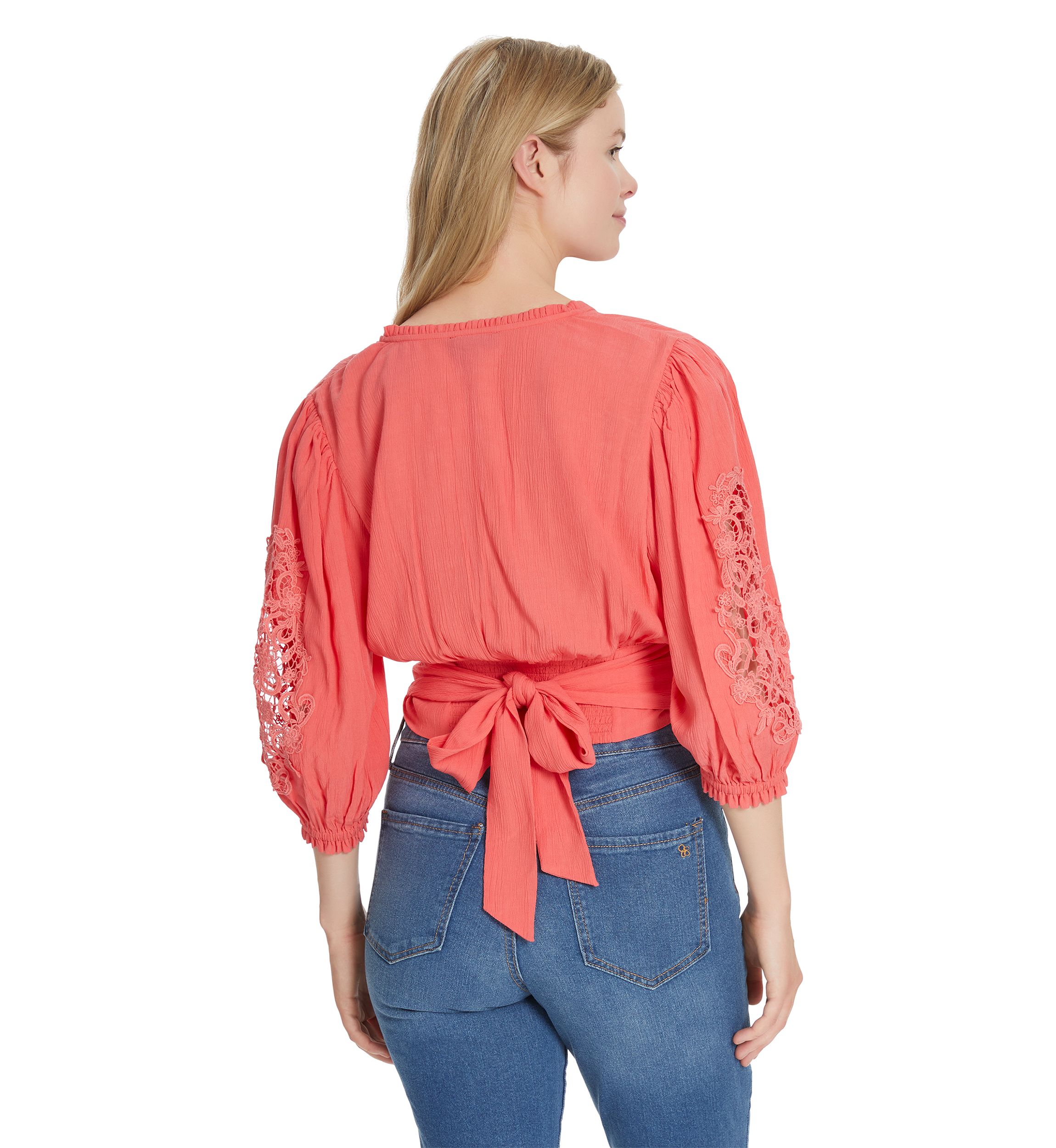 Patsy Crochet Trim Wrap Blouse