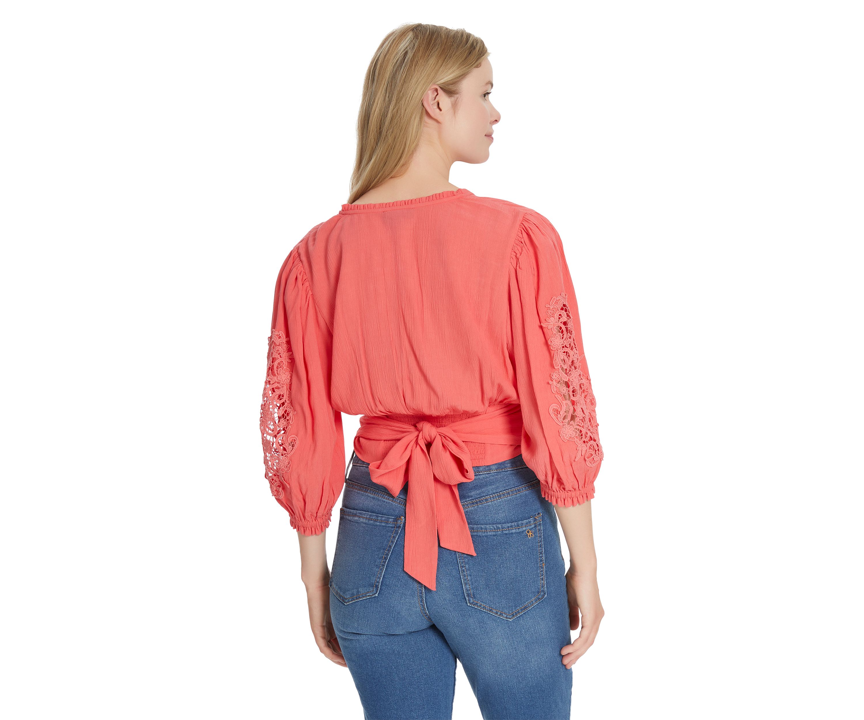 Patsy Crochet Trim Wrap Blouse