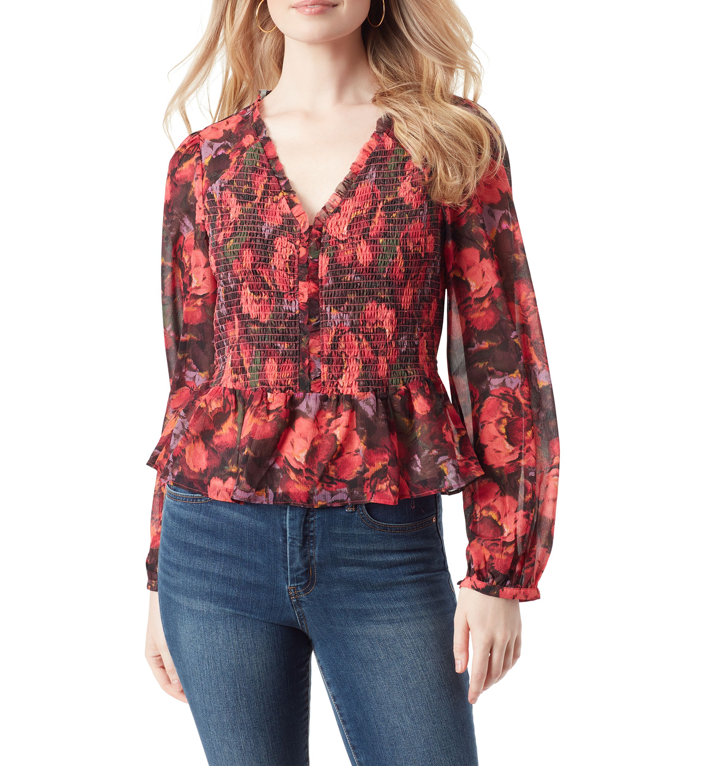 Averie Balloon Sleeve Floral Top