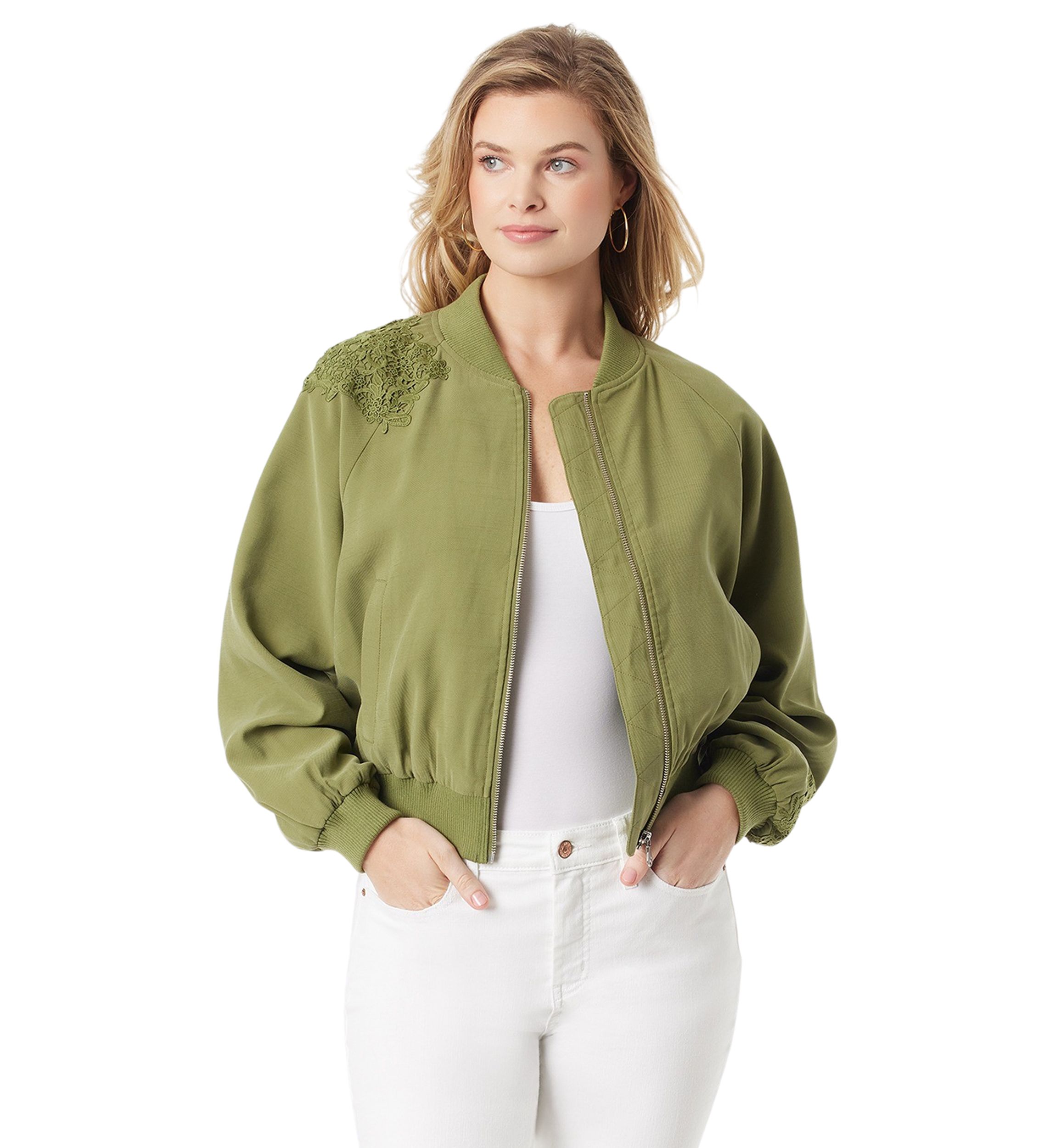 Flynn Crochet Trim Bomber Jacket
