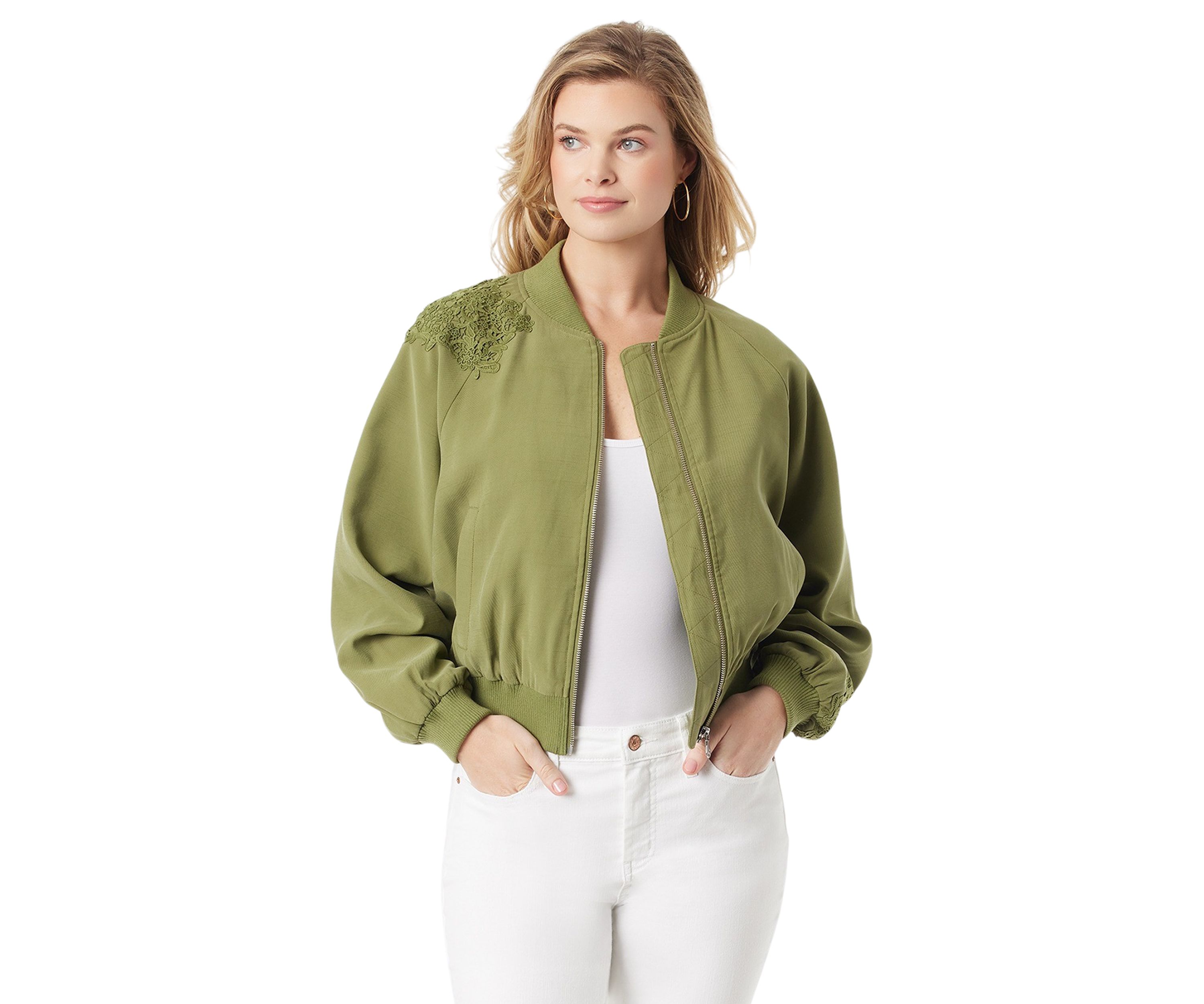 Flynn Crochet Trim Bomber Jacket