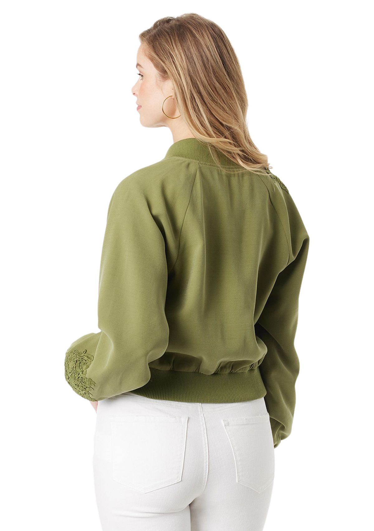 Flynn Crochet Trim Bomber Jacket