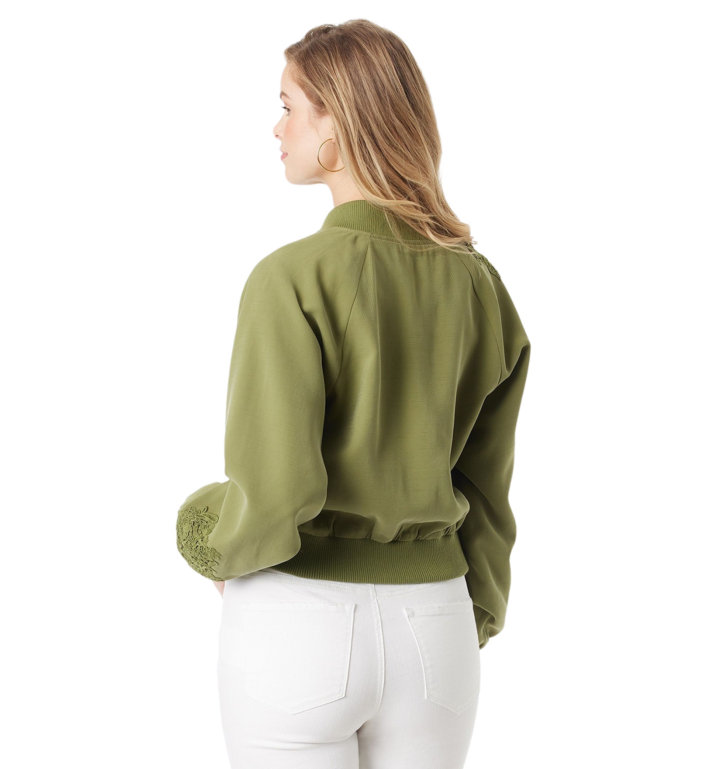 Flynn Crochet Trim Bomber Jacket