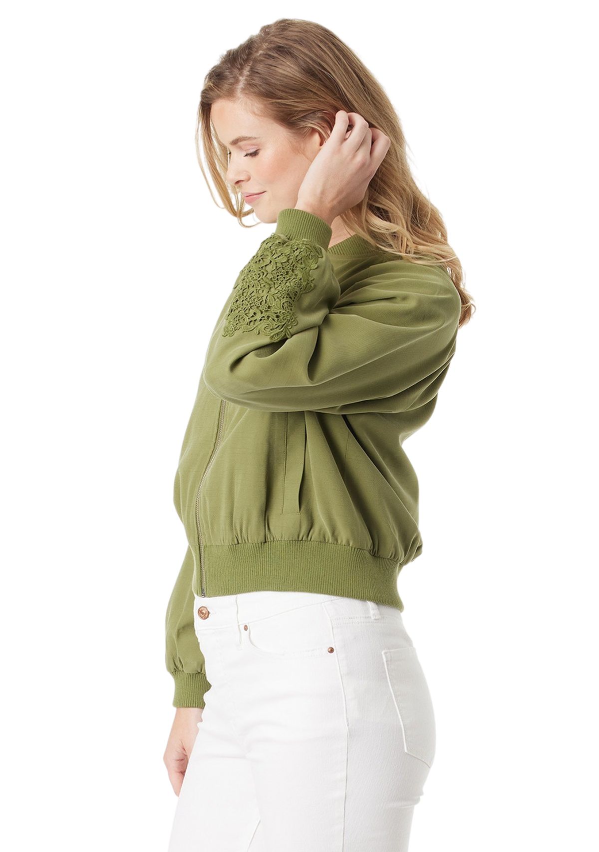 Flynn Crochet Trim Bomber Jacket