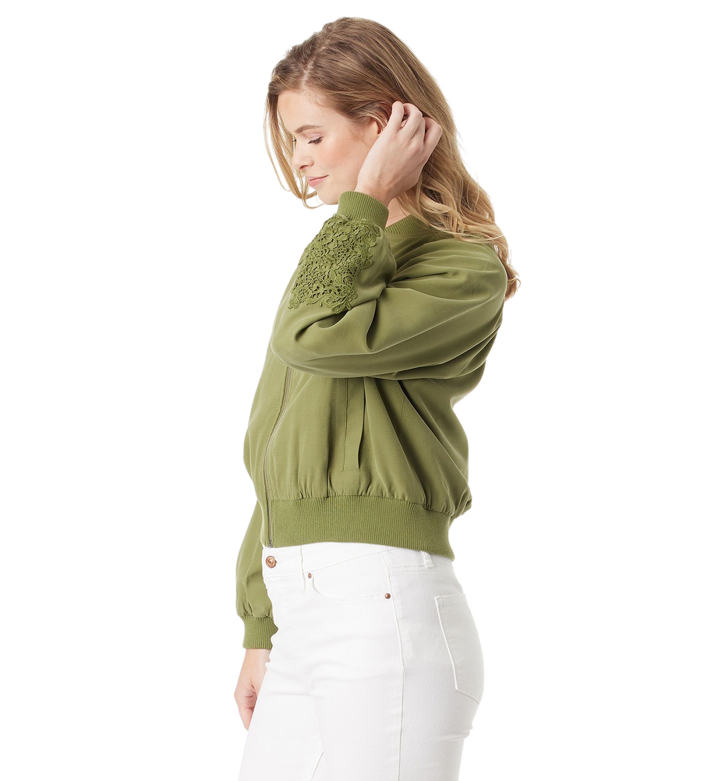Flynn Crochet Trim Bomber Jacket