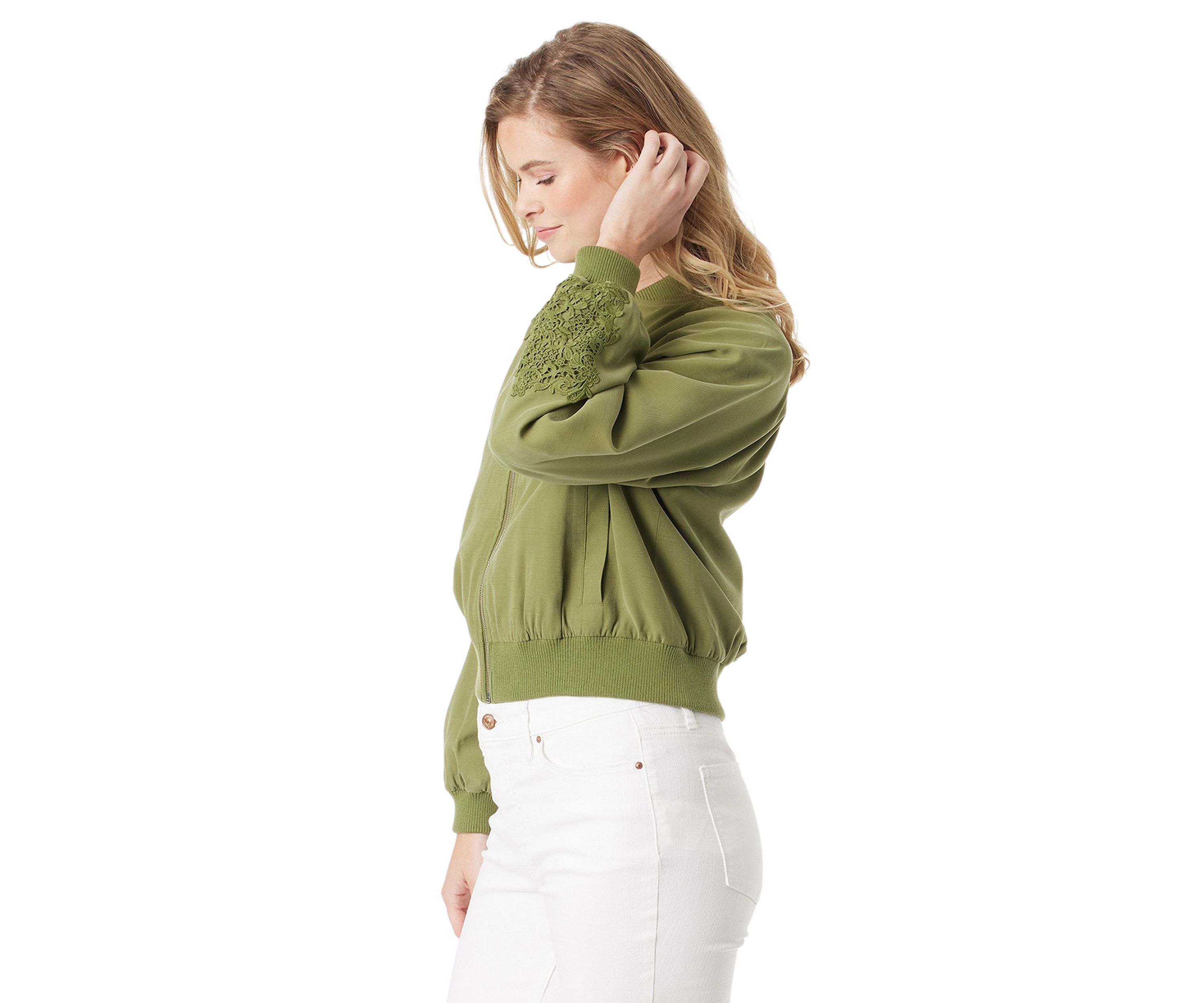 Flynn Crochet Trim Bomber Jacket