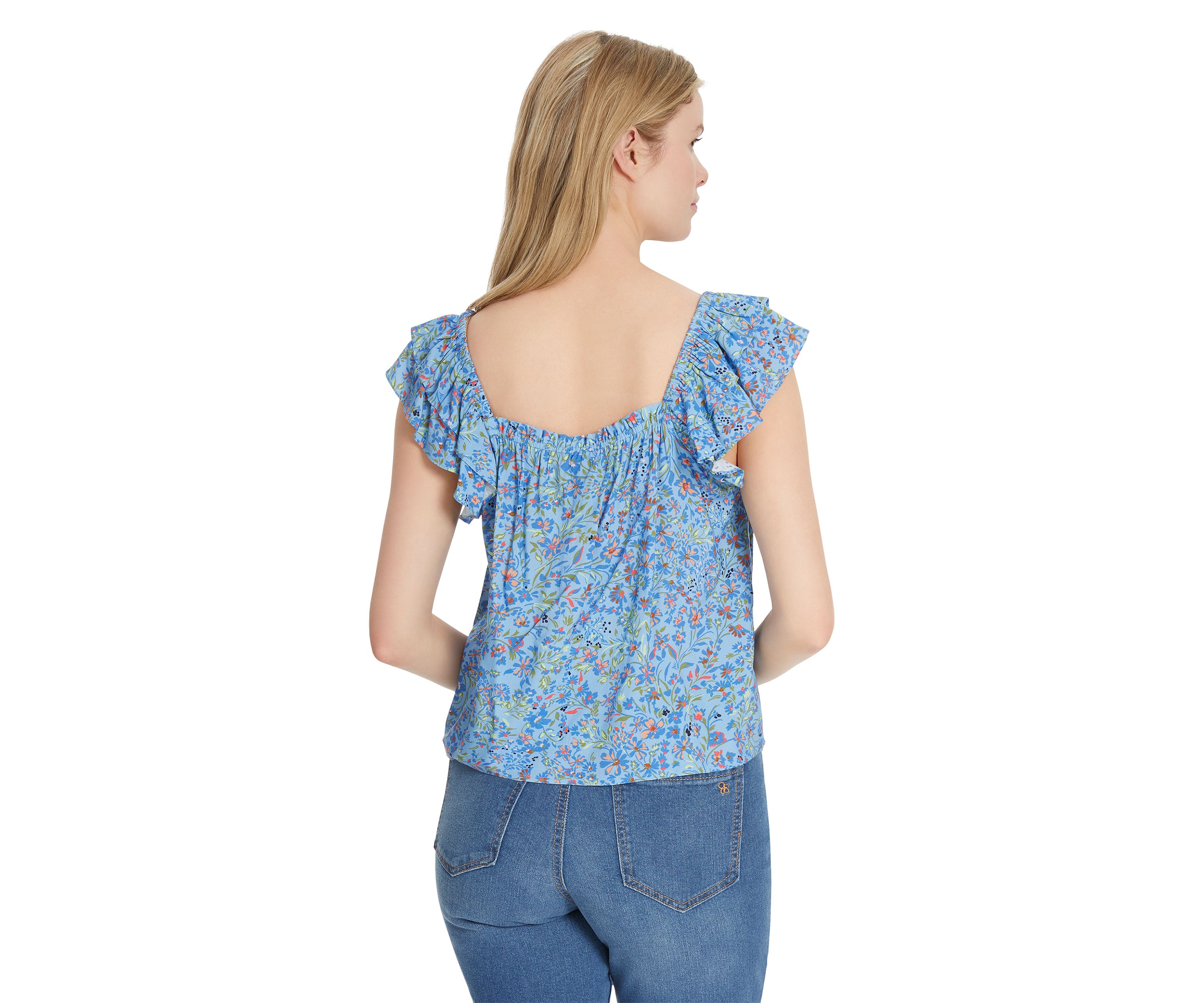 Violetta Flutter Sleeve Printed Blouse