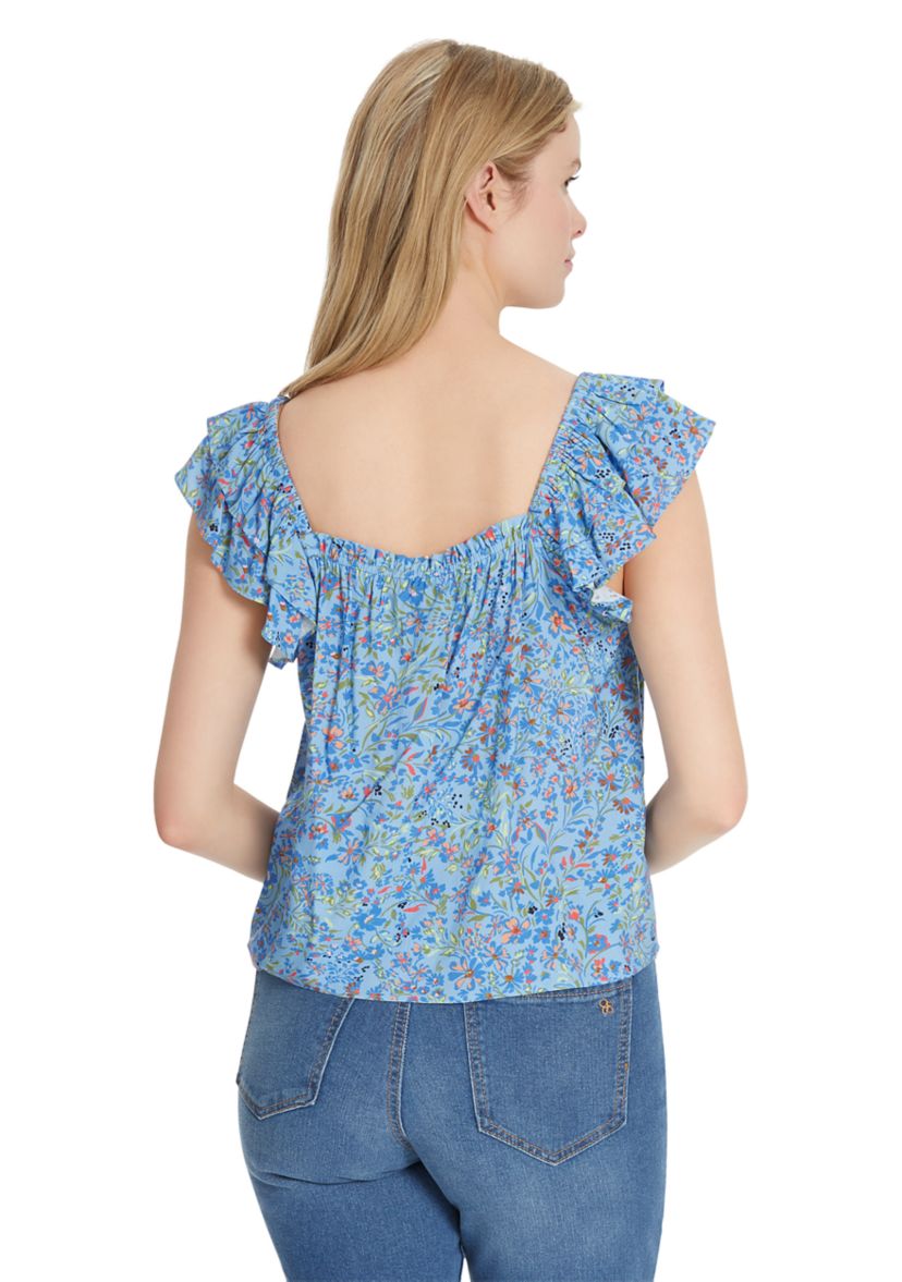 Violetta Flutter Sleeve Printed Blouse