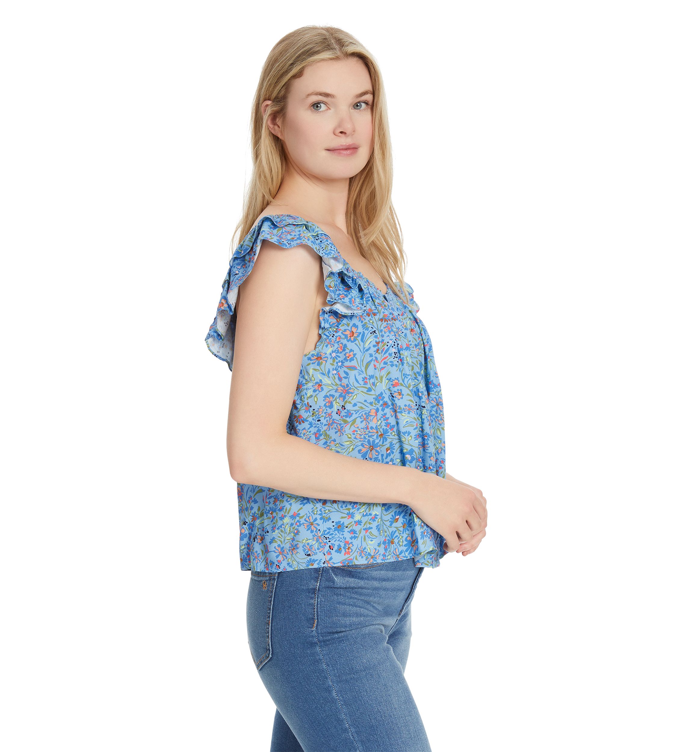 Violetta Flutter Sleeve Printed Blouse