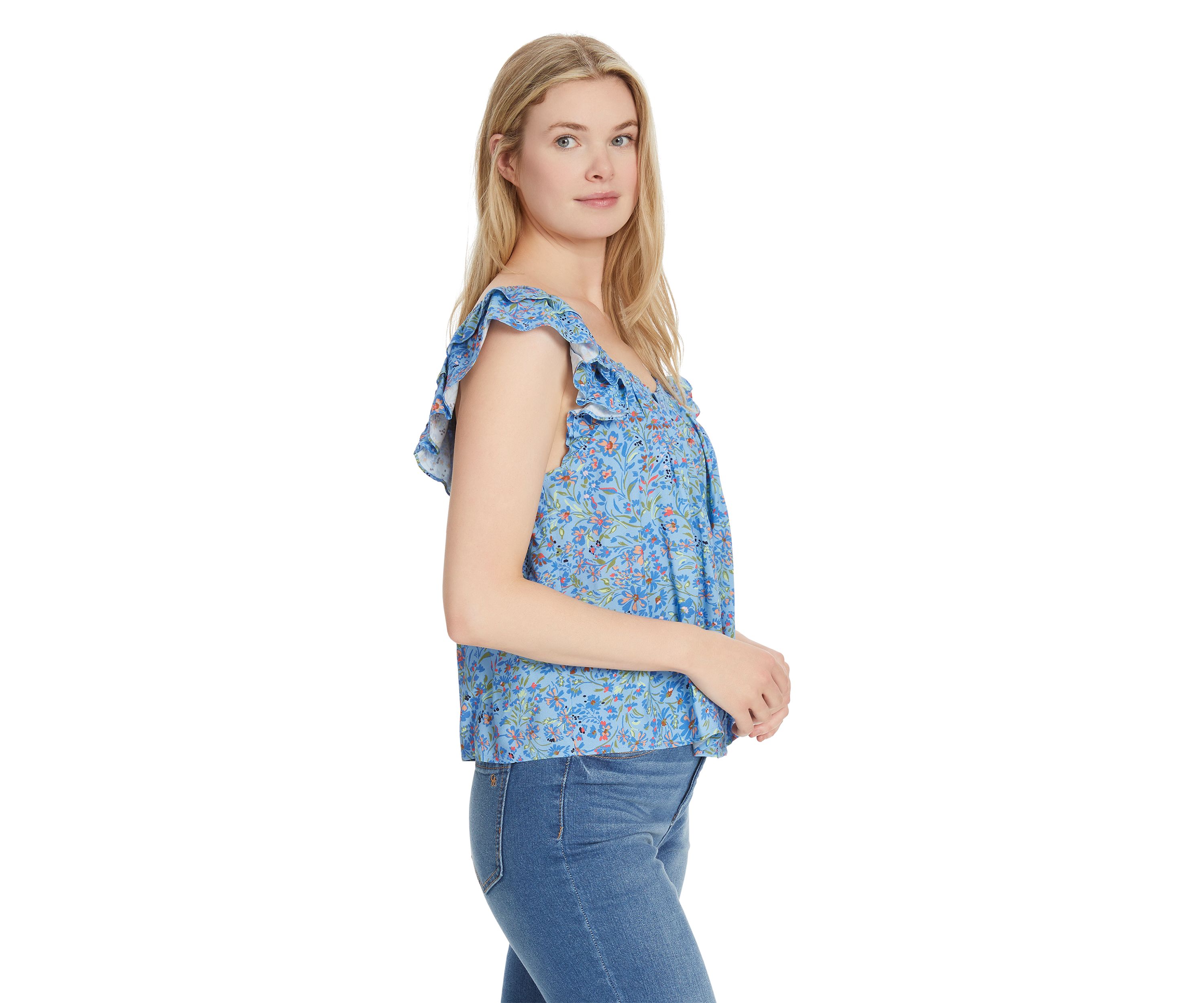 Violetta Flutter Sleeve Printed Blouse
