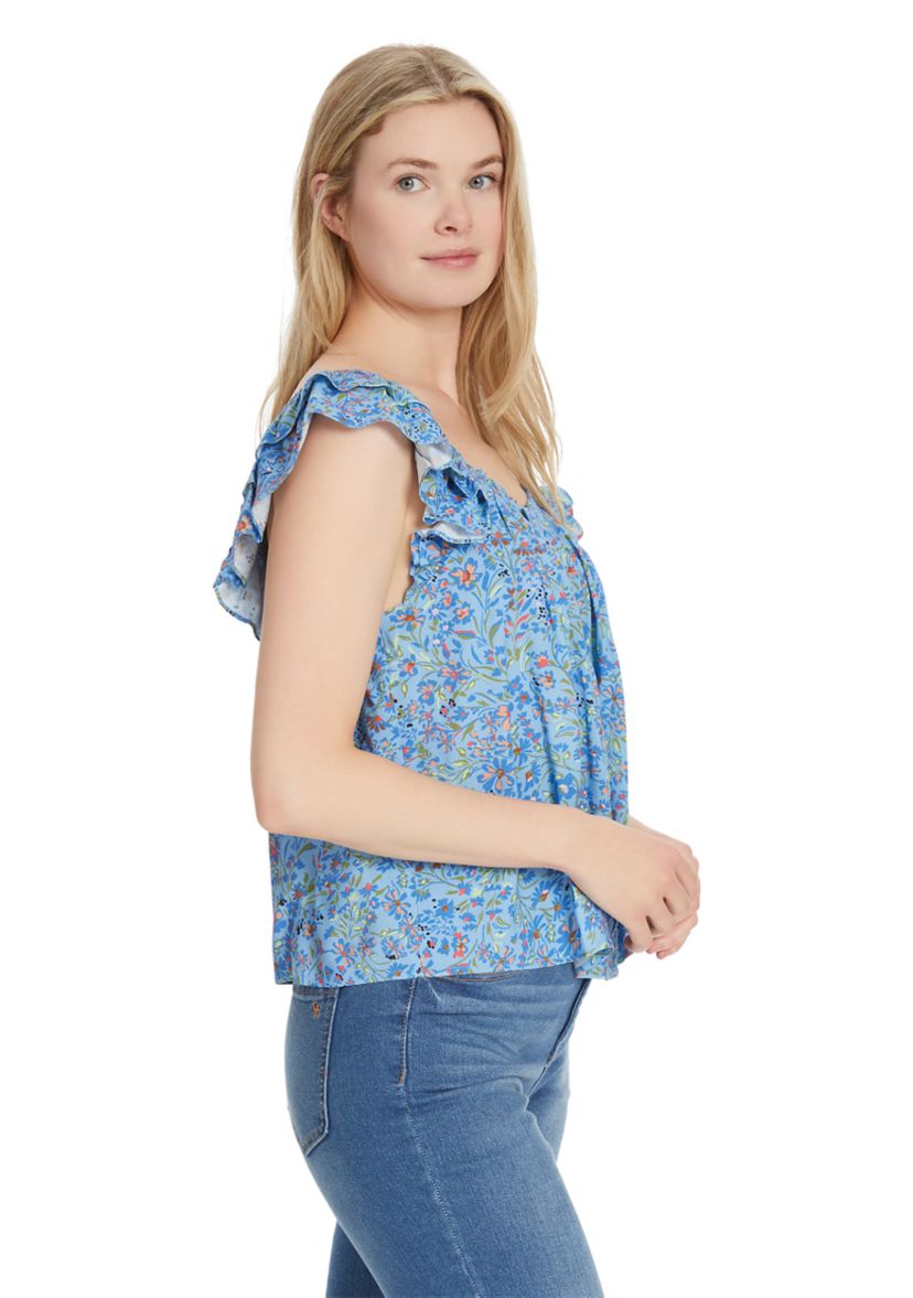 Violetta Flutter Sleeve Printed Blouse