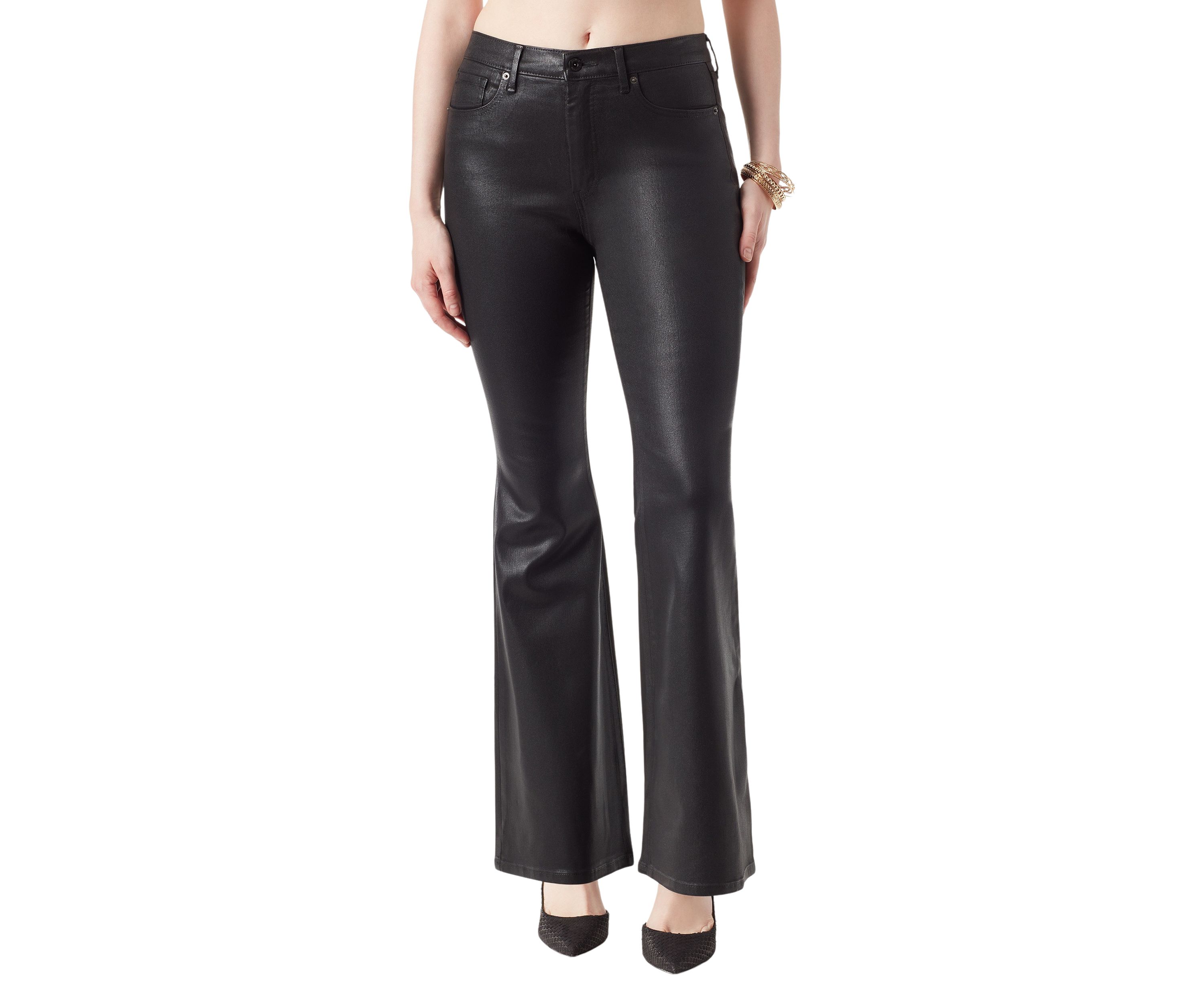 Faux Leather Charm Flare Pants