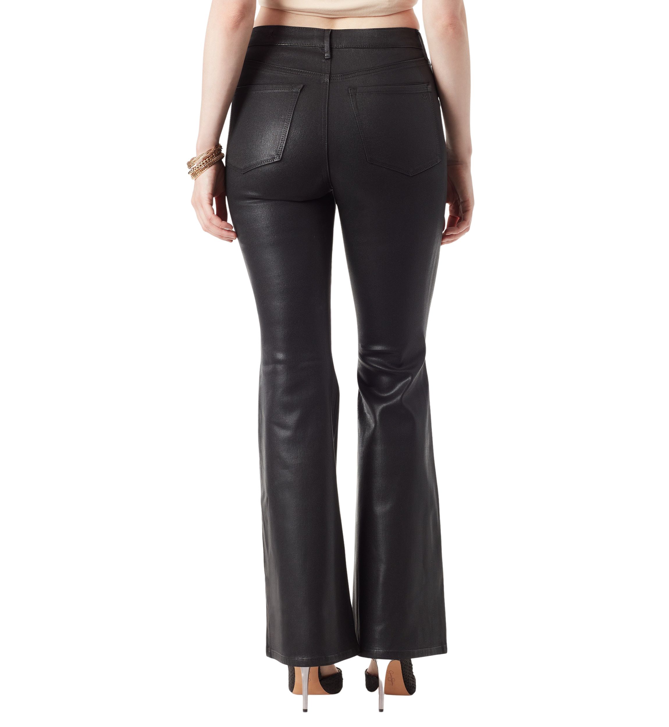 Faux Leather Charm Flare Pants
