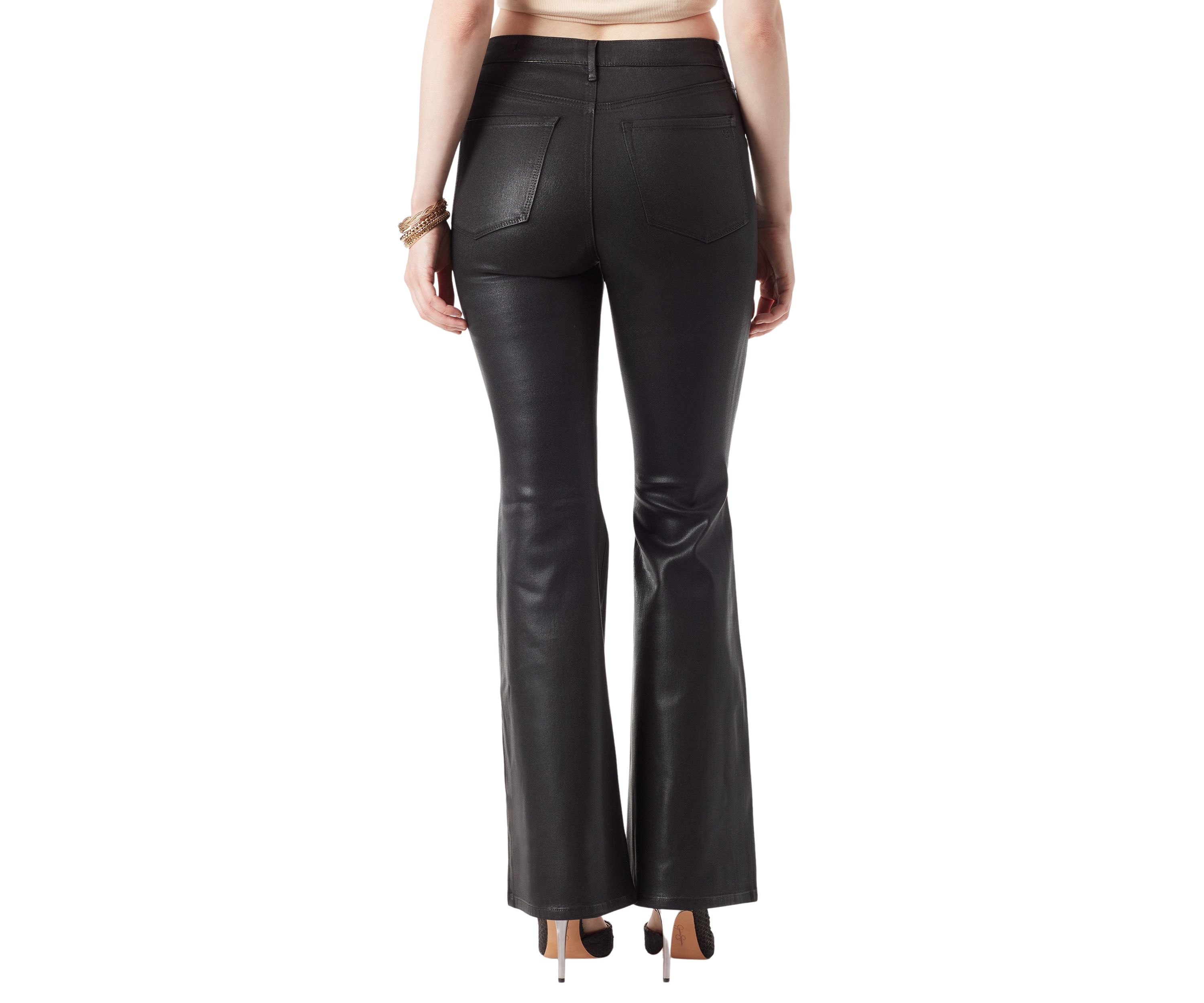 Faux Leather Charm Flare Pants