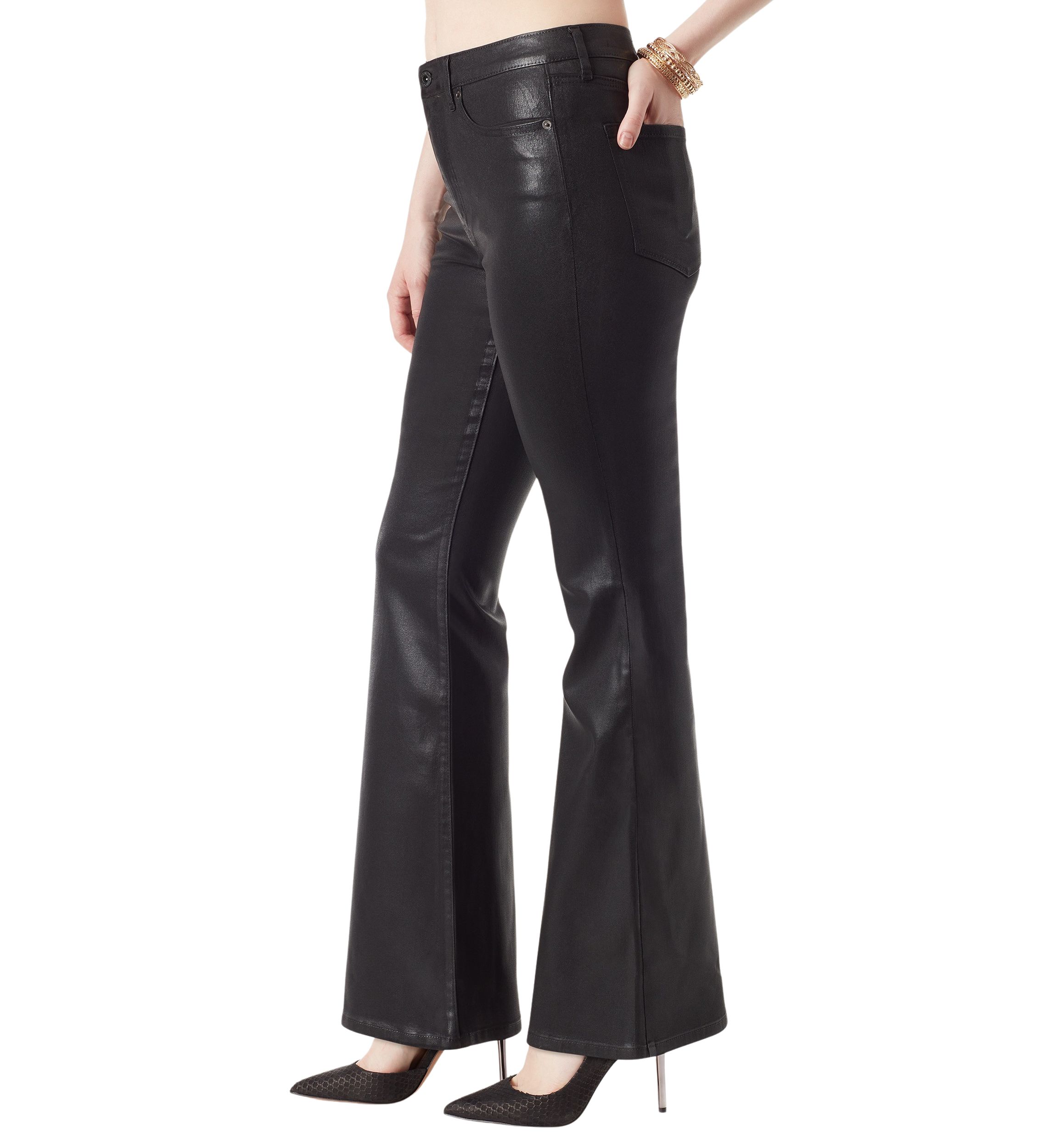 Faux Leather Charm Flare Pants