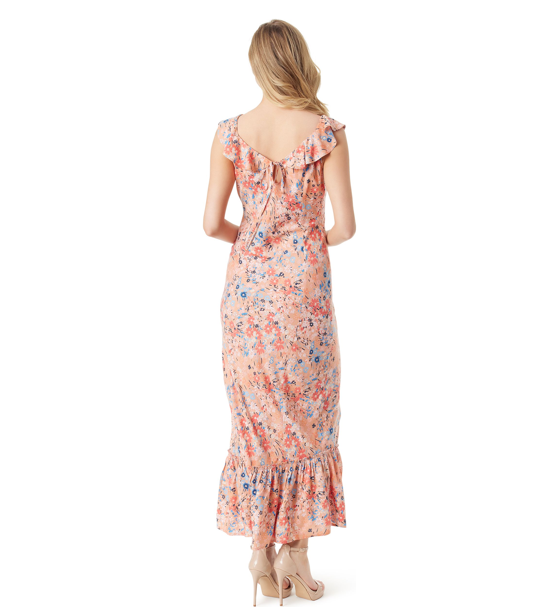 Raya Ruffle Sleeve Printed Maxi Dress