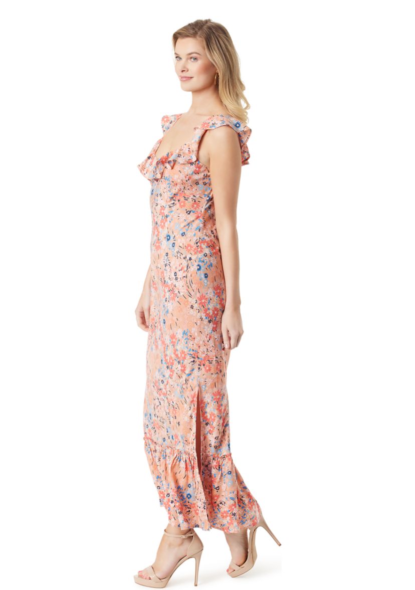 Raya Ruffle Sleeve Printed Maxi Dress