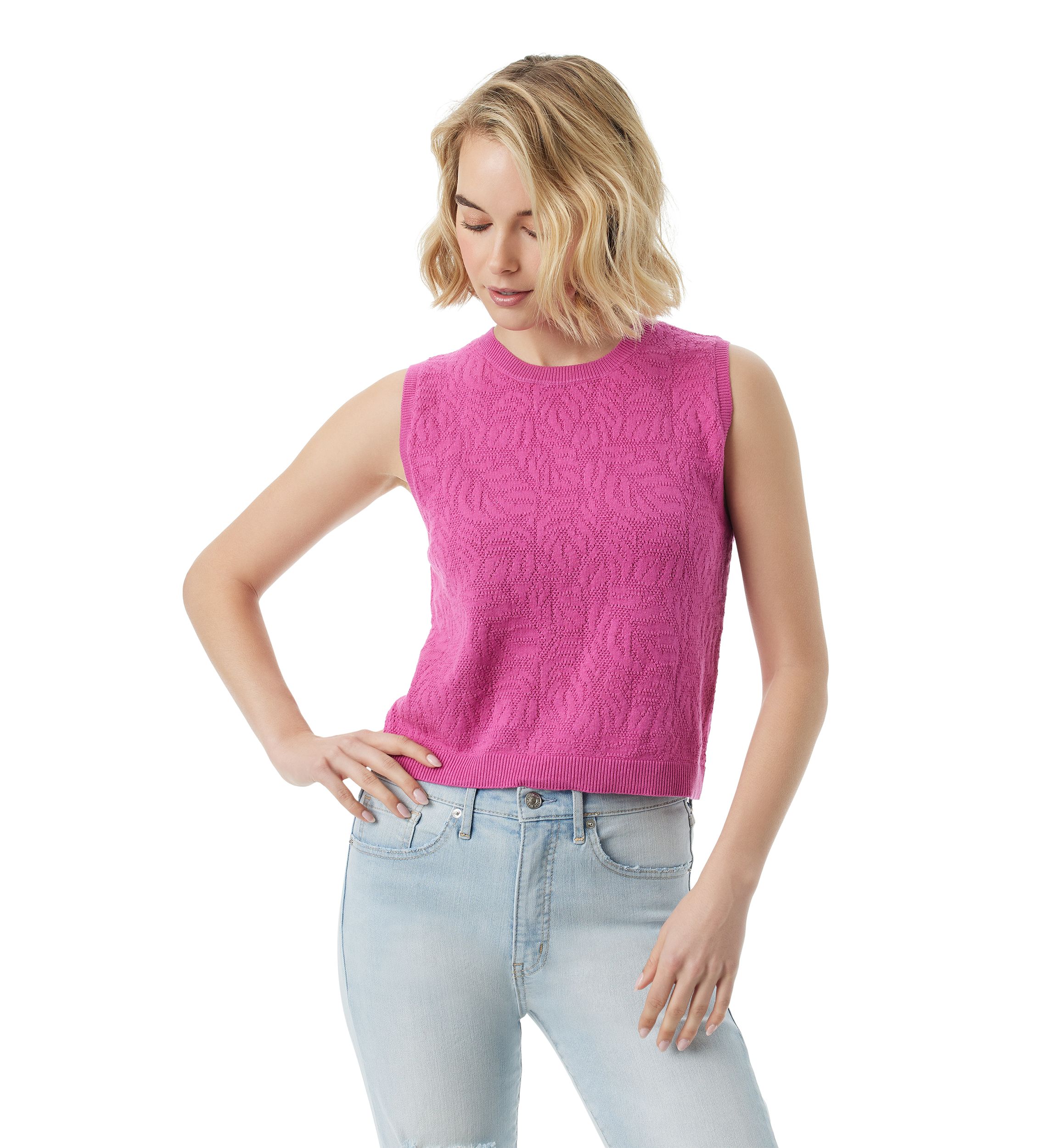 Sleeveless Open Stitched Sweater Knit Top