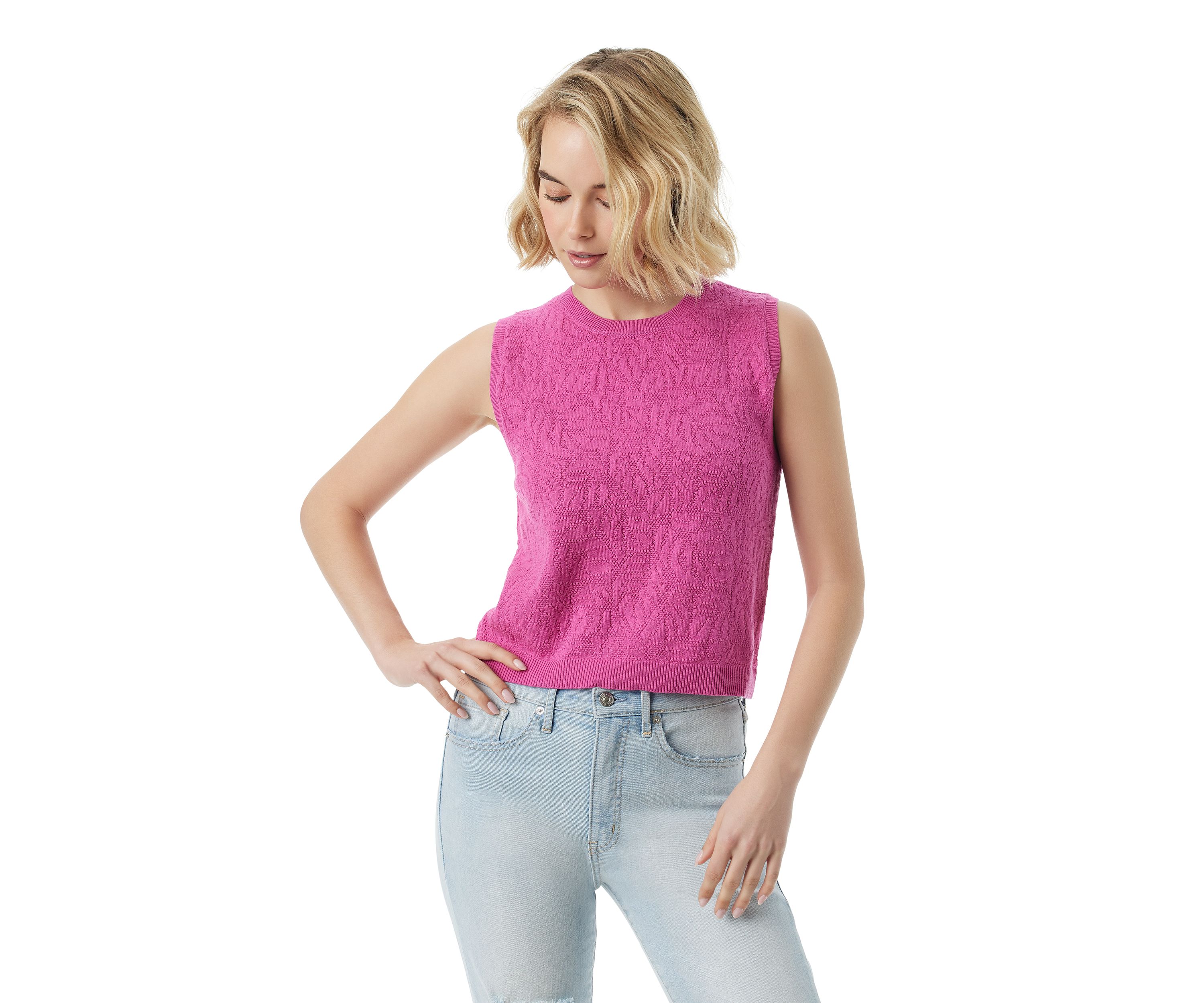 Sleeveless Open Stitched Sweater Knit Top