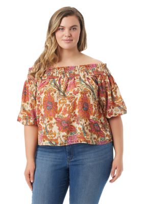 Jessica Simpson Women's Plus Size Short Sleeve Rosiya Top, 3X