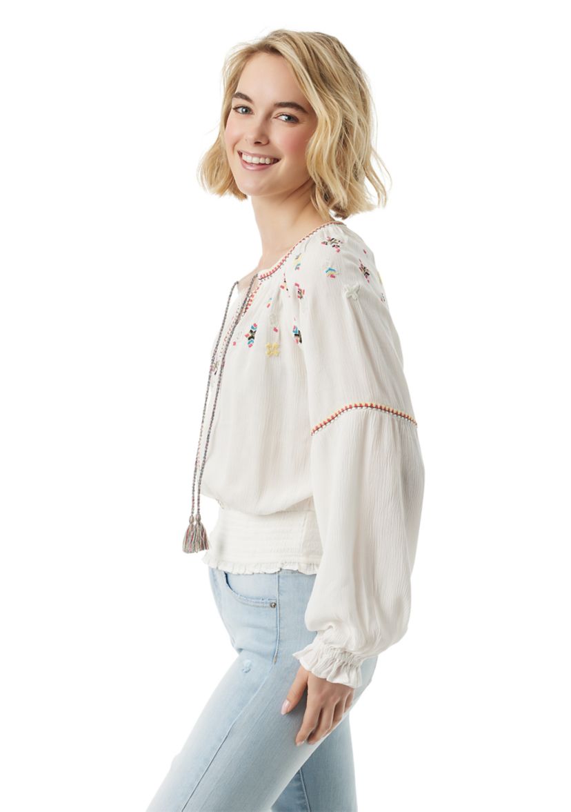 Womens Embellished Peasant Blouse