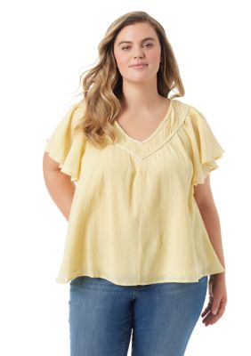 Jessica Simpson Women's Plus Size Serenity V-Neck Blouse, 3X